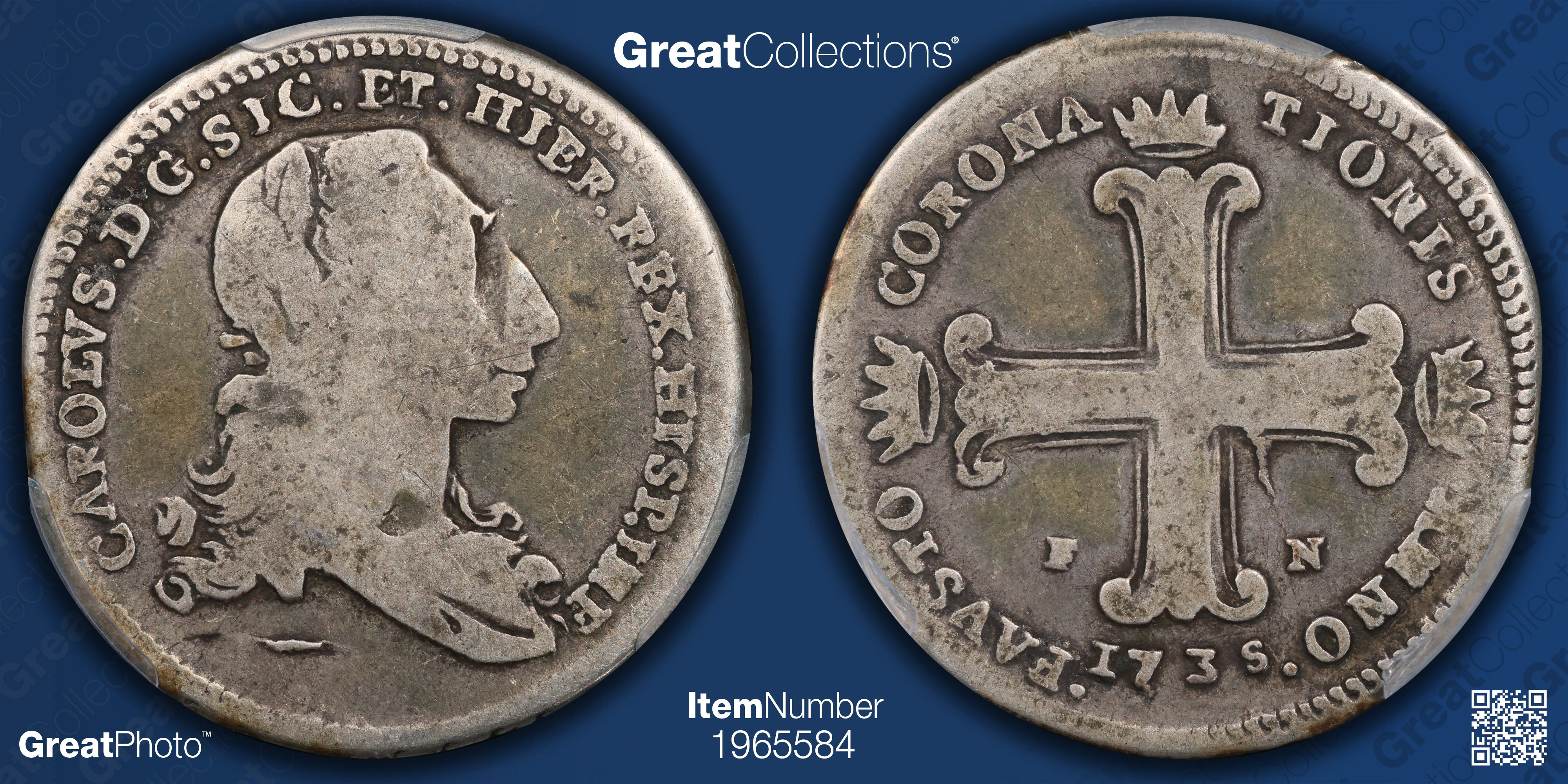 Italy - Sicily 1735-FN Silver 3 Tari Coronation KM-147 PCGS VG-10 (Item ...