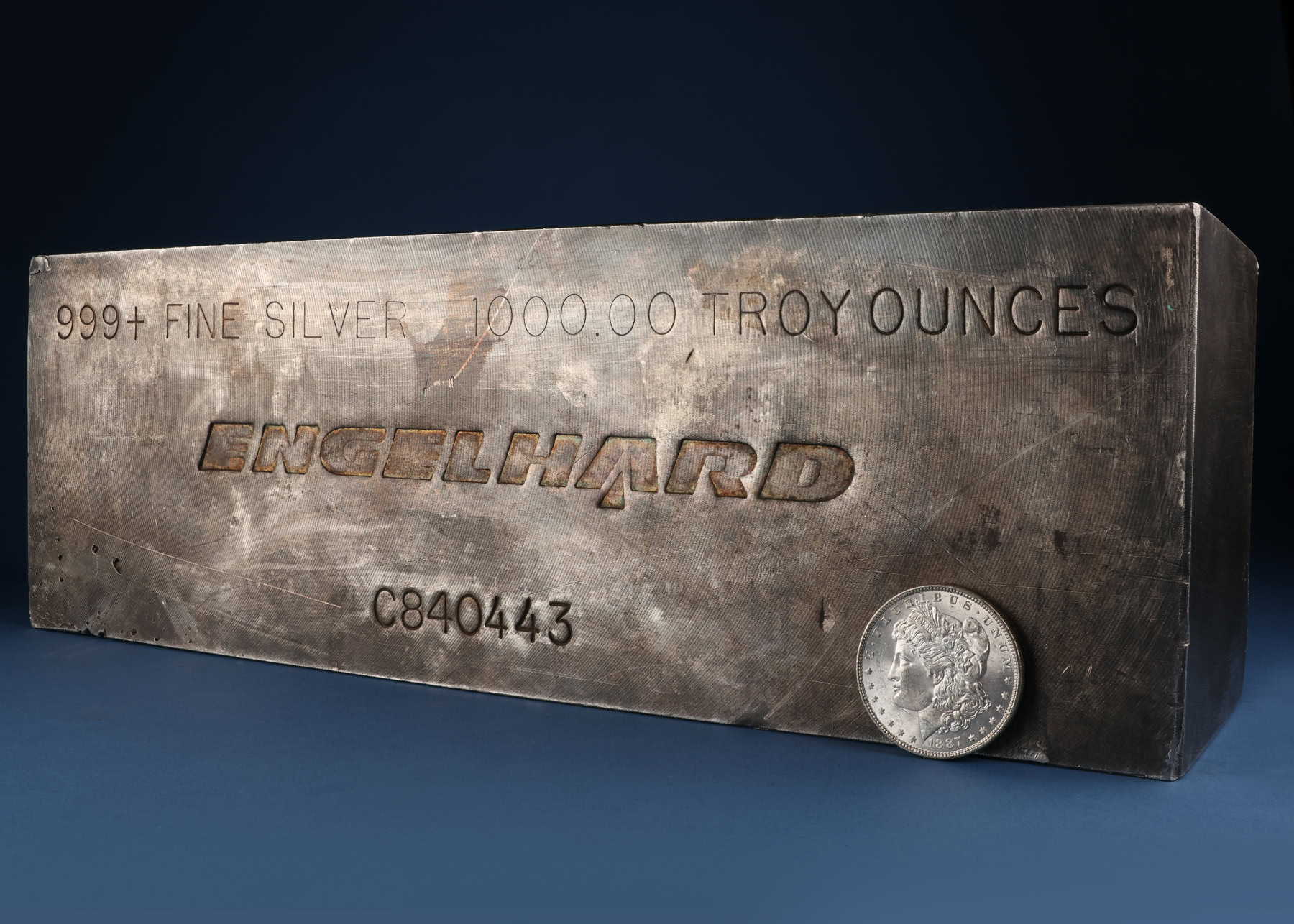 c1980s Large Silver 1000 Oz. Engelhard Struck Ingot/Bar