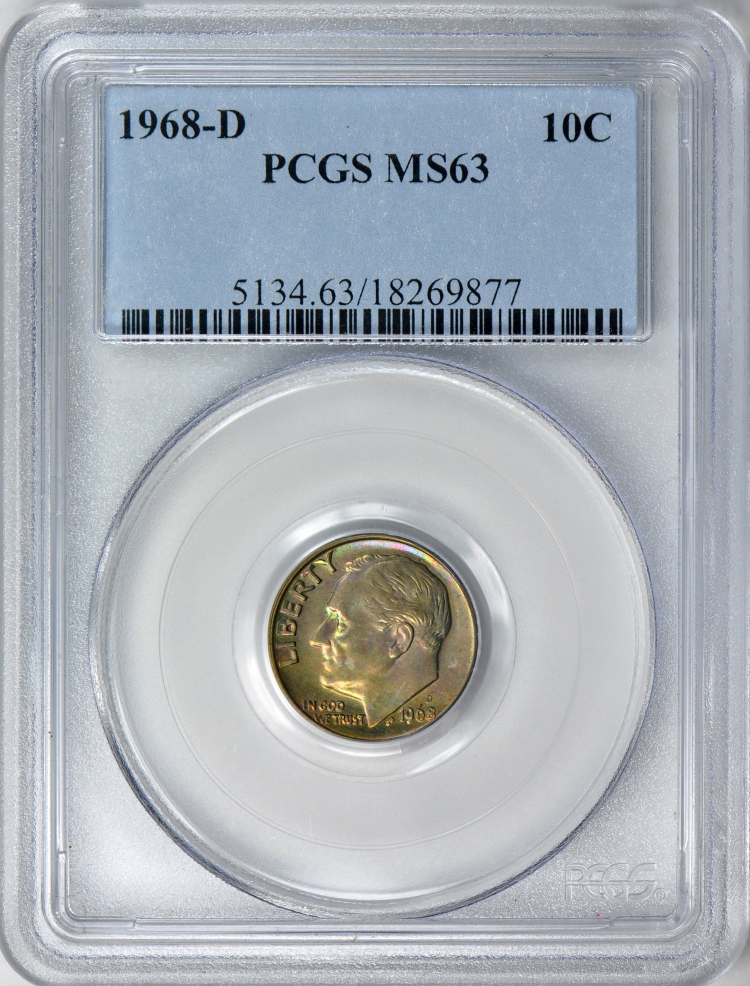1968-D Roosevelt Dime PCGS MS-63 (Toned) (Item 196658