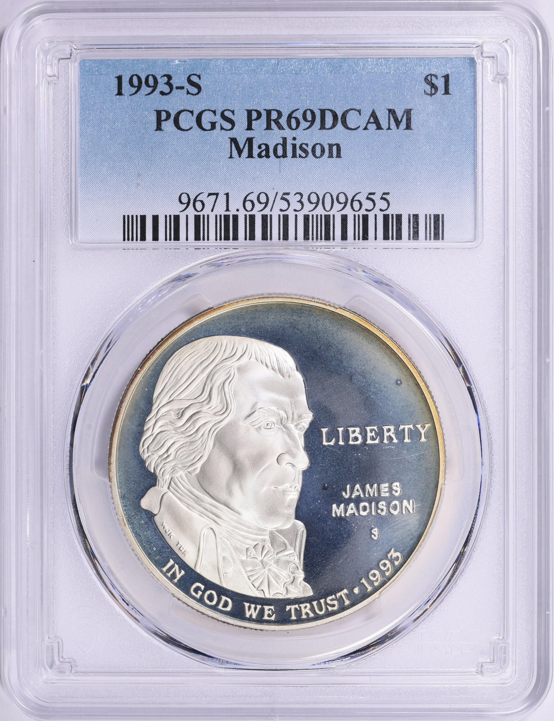 1993-S James Madison and Bill of Rights Silver Dollar PCGS Proof