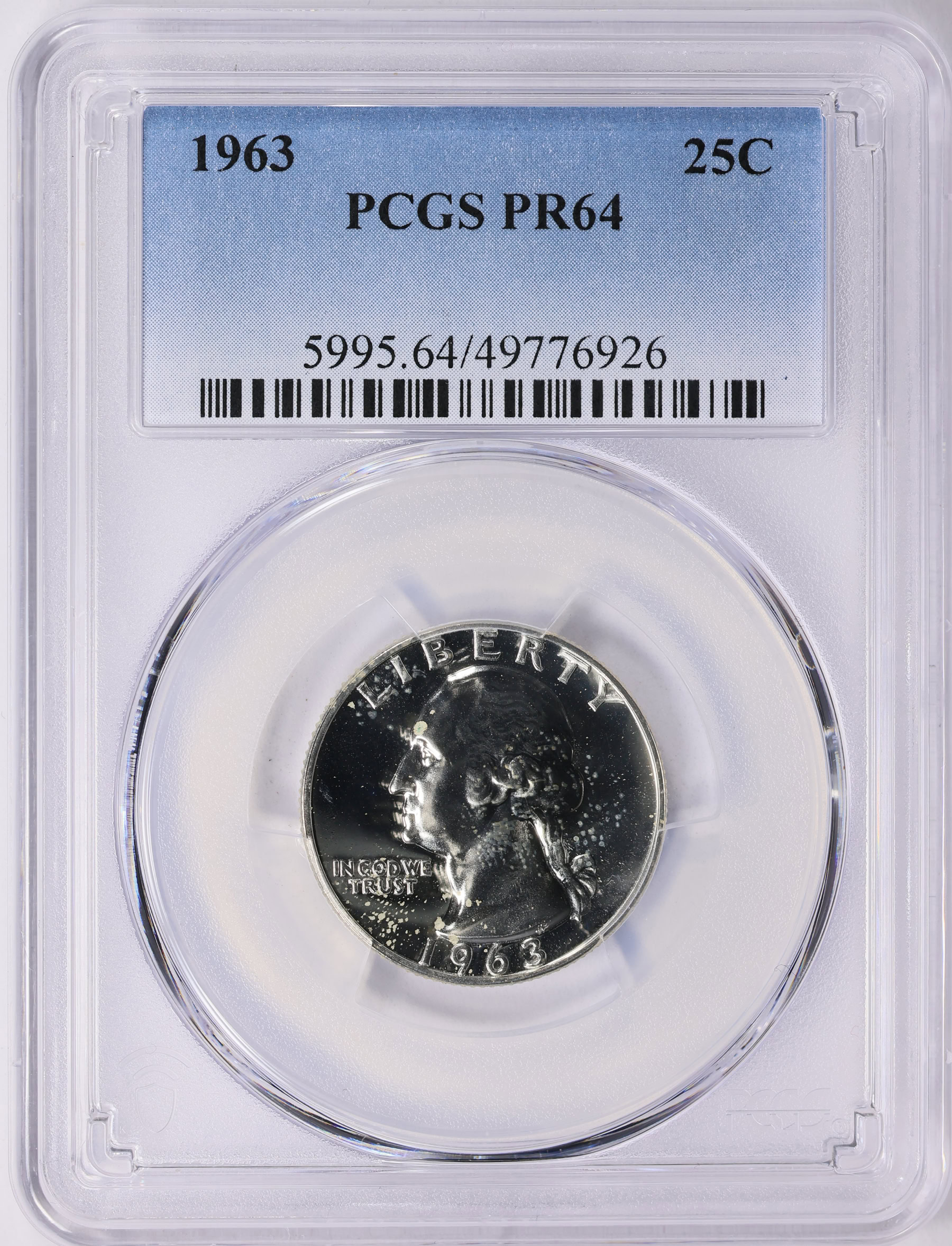 1963 Washington Quarter PCGS Proof-64 (Item 1968190) | GreatCollections ...