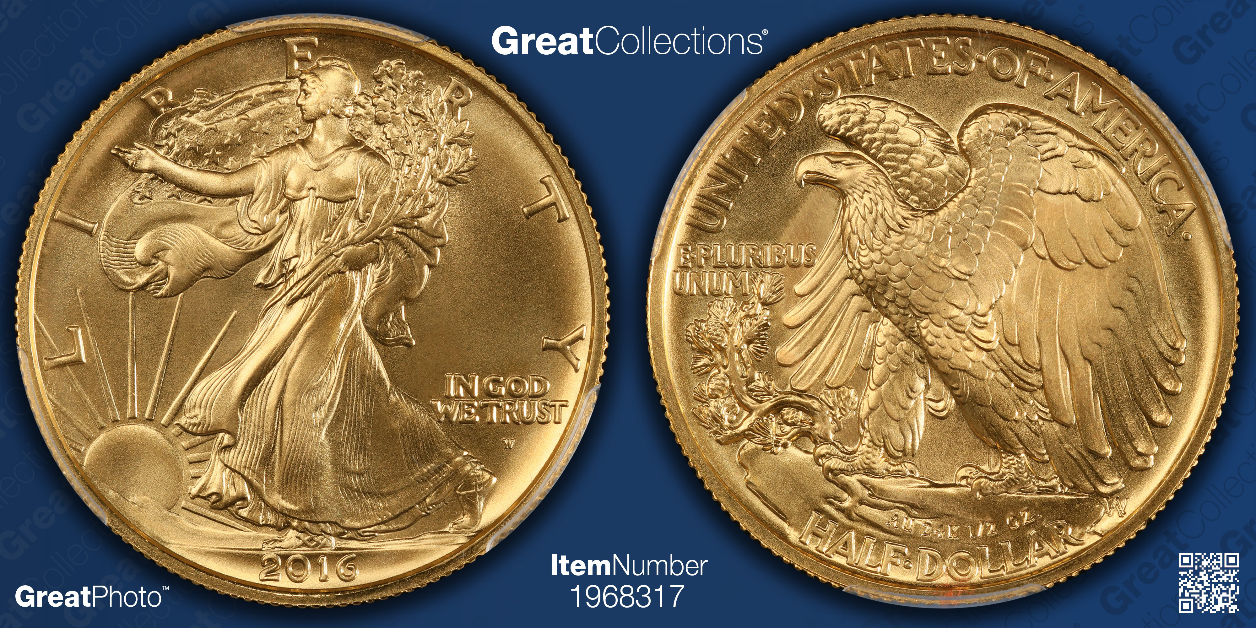 2016-W Walking Liberty Half Dollar 100th Anniversary Gold First Strike ...