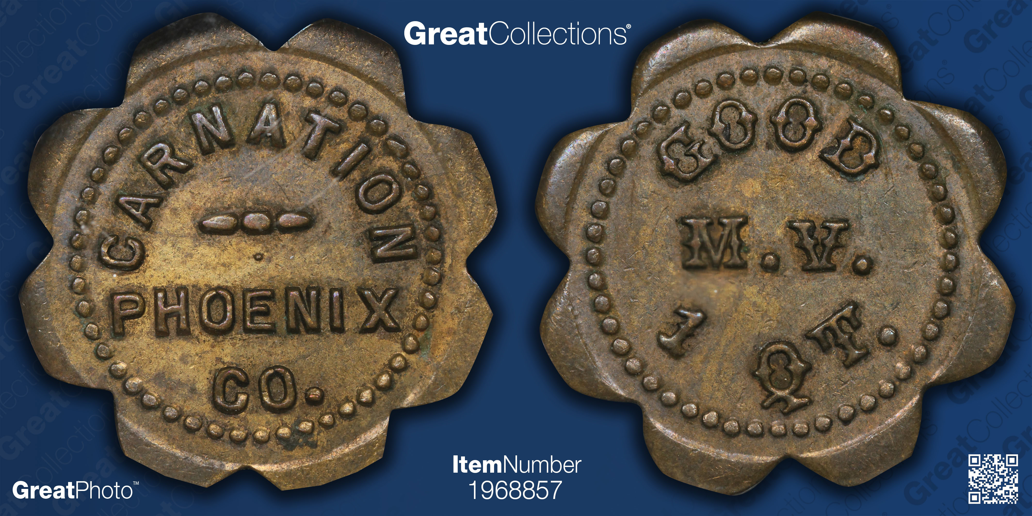 ND (c.1949-69) Phoenix, Arizona Carnation 1 Quart Token B-97L6-SCP