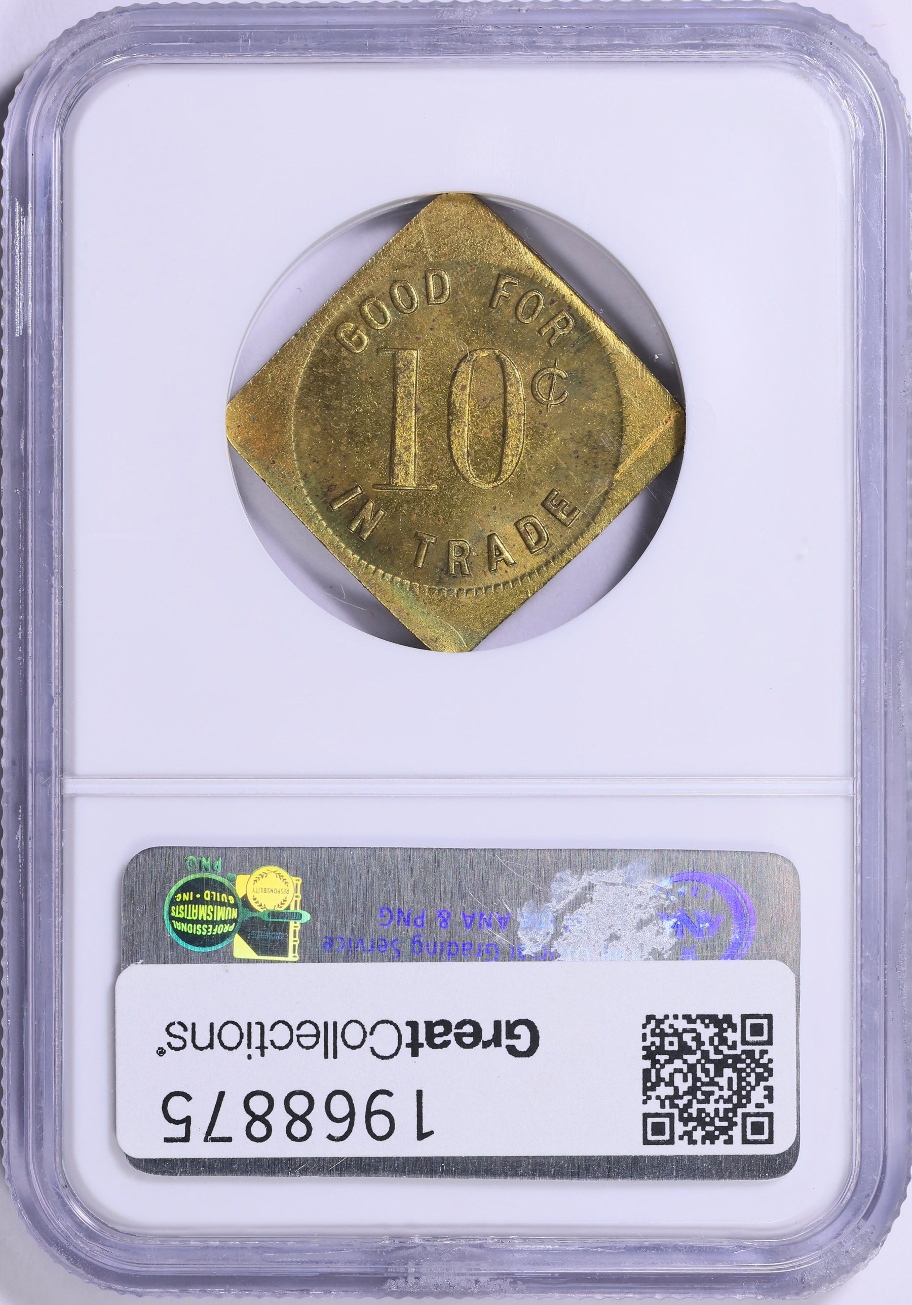 ND (c.1910) Colton, California W.W. Kelley 10 Cents Token NGC MS-63 ...