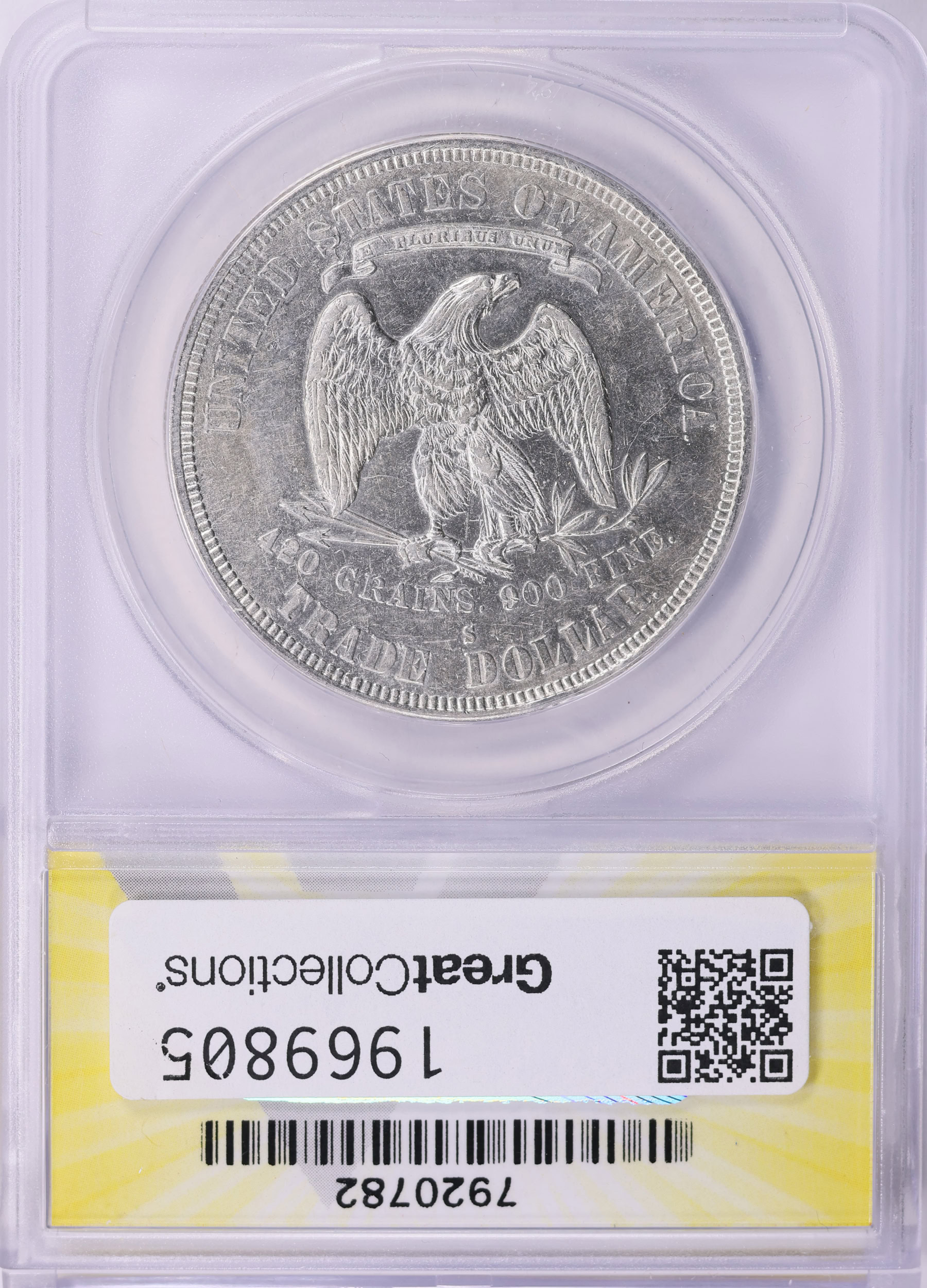 1877-S Trade Silver Dollar ANACS AU-55 Details (Item 1969805