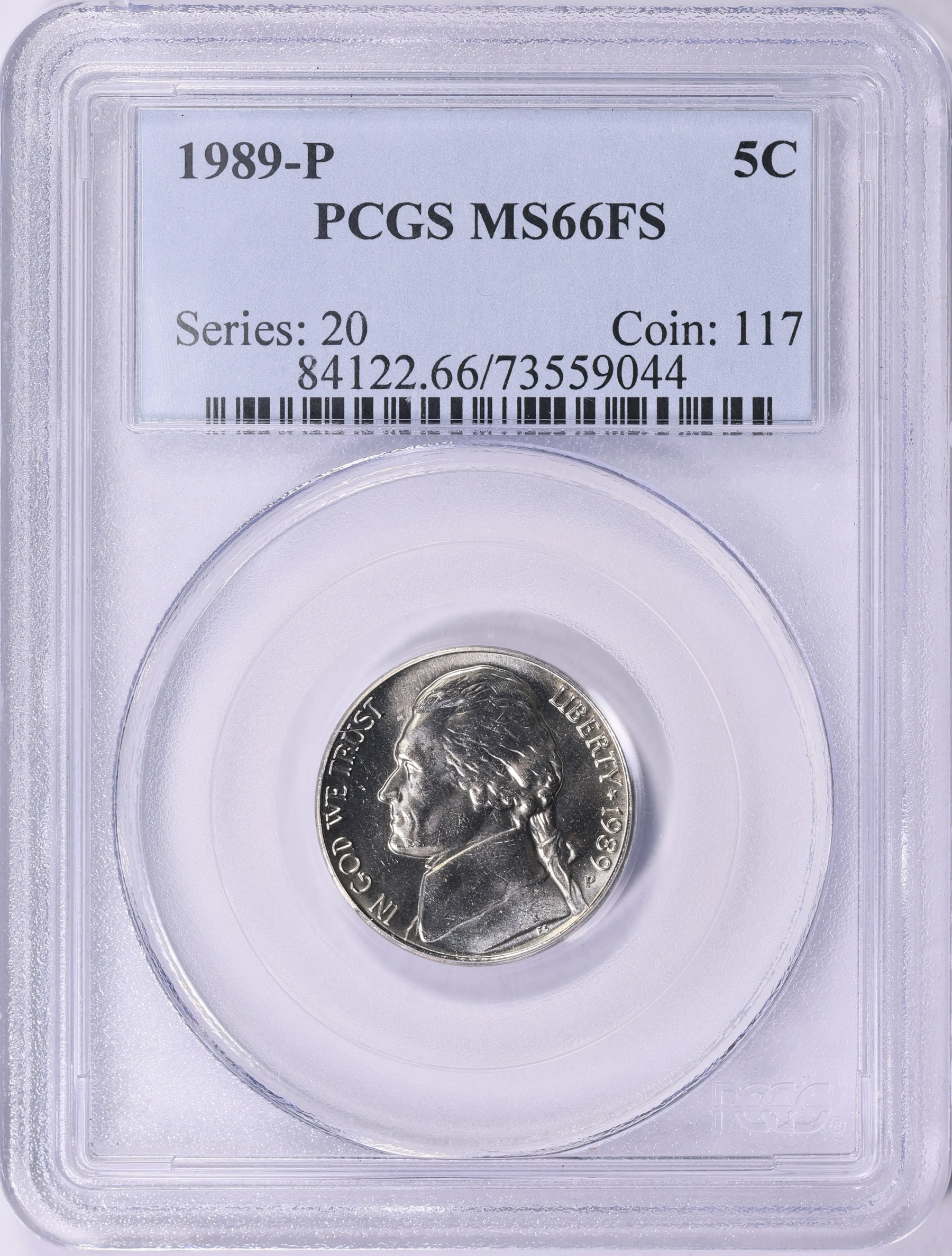 1989-P Jefferson Nickel PCGS MS-66 FS (Item 1970139