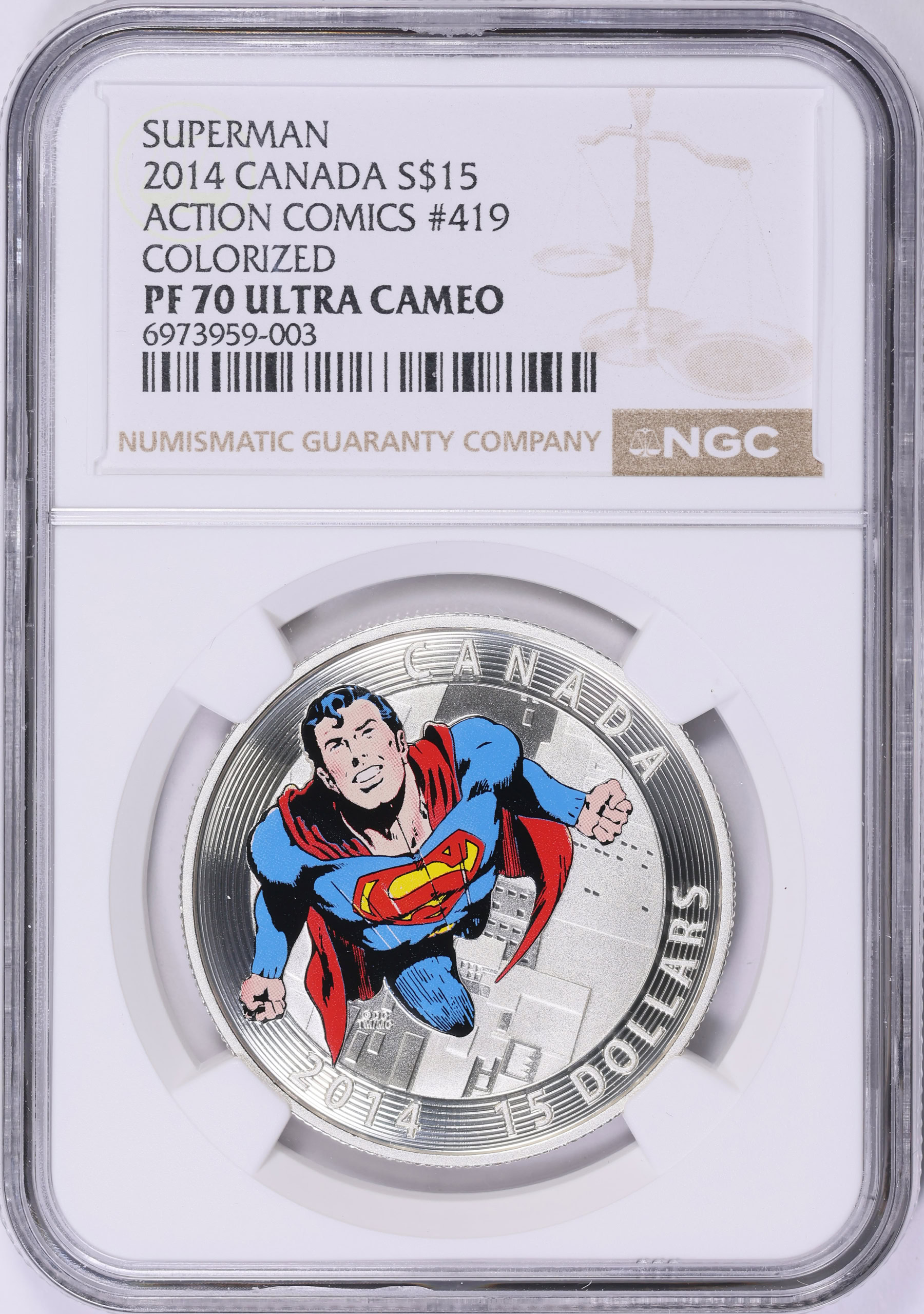 Canada 2014 Colorized Silver $15 Superman Action Comics KM-1749