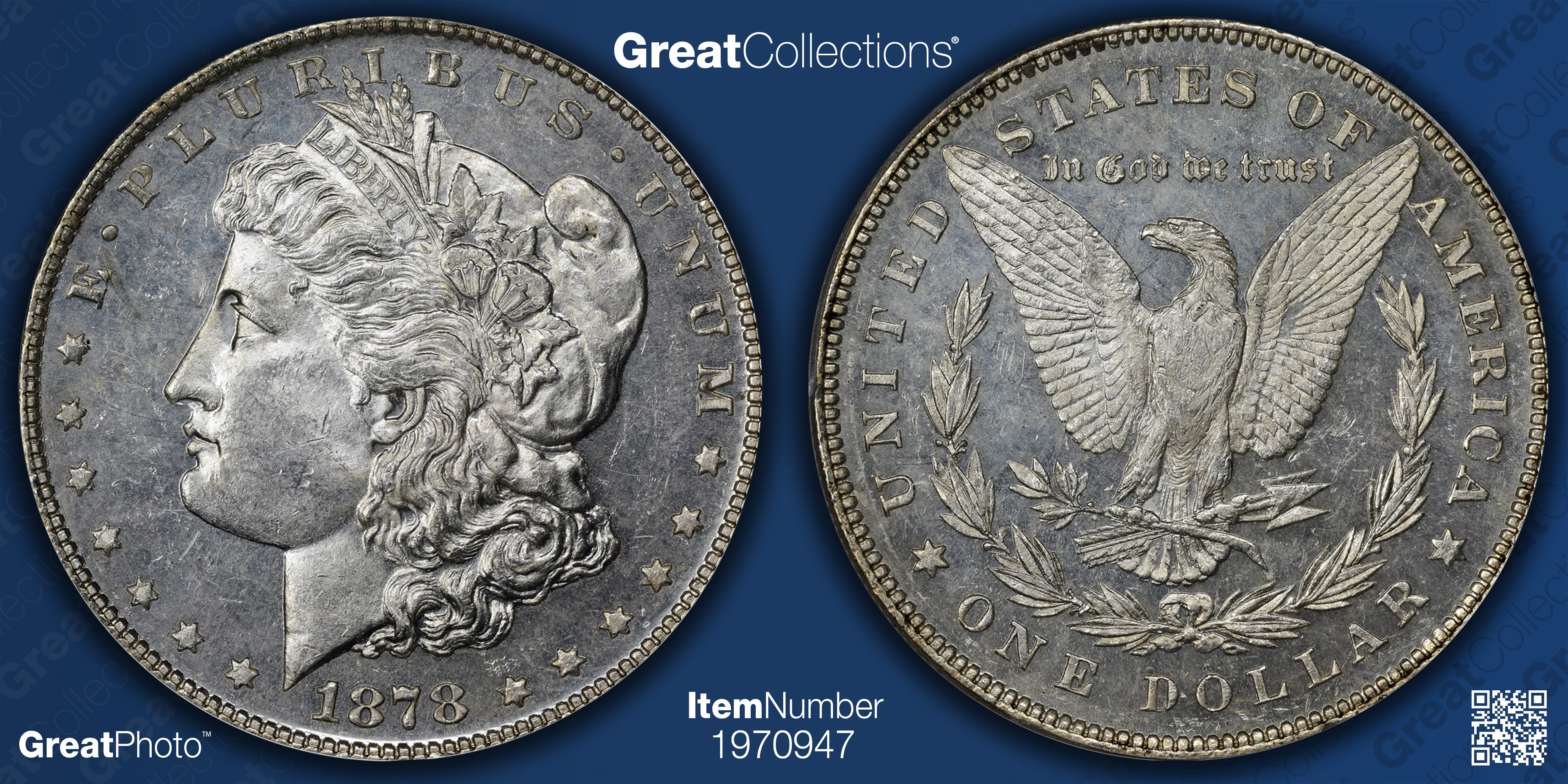 1878 7/8TF Morgan Silver Dollar Strong PCGS MS-63 DMPL (Item