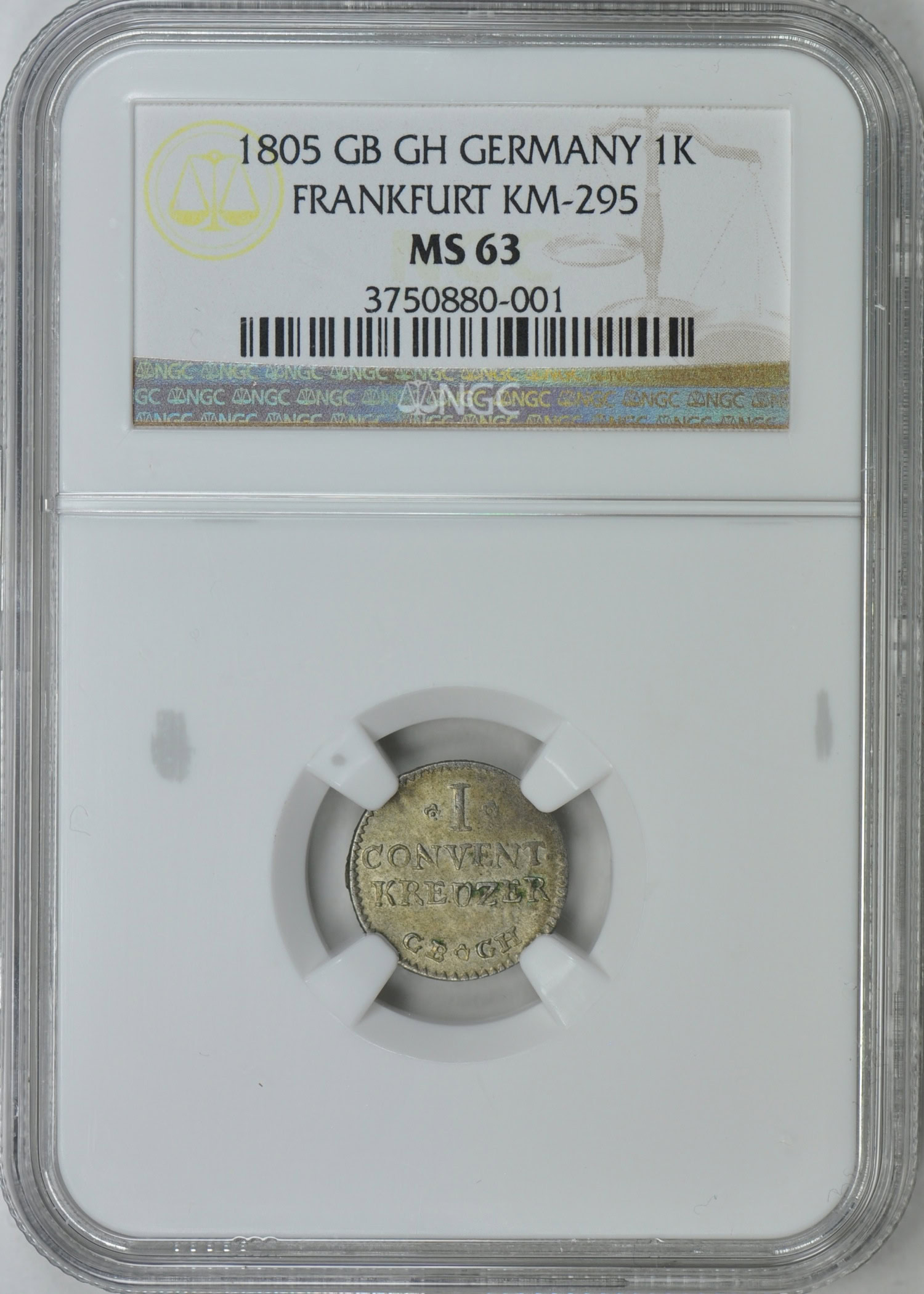Germany - Frankfurt 1805-GB GH Kreuzer KM-295 NGC MS-63 | NGC Cert