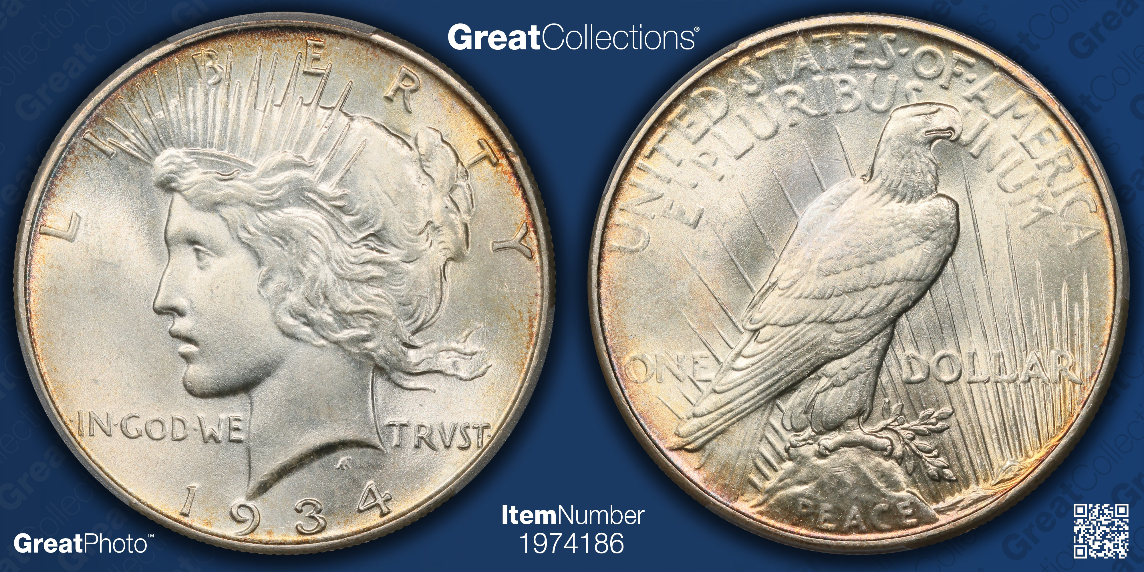 1934 Peace Silver Dollar PCGS MS-66+ (Item 1974186