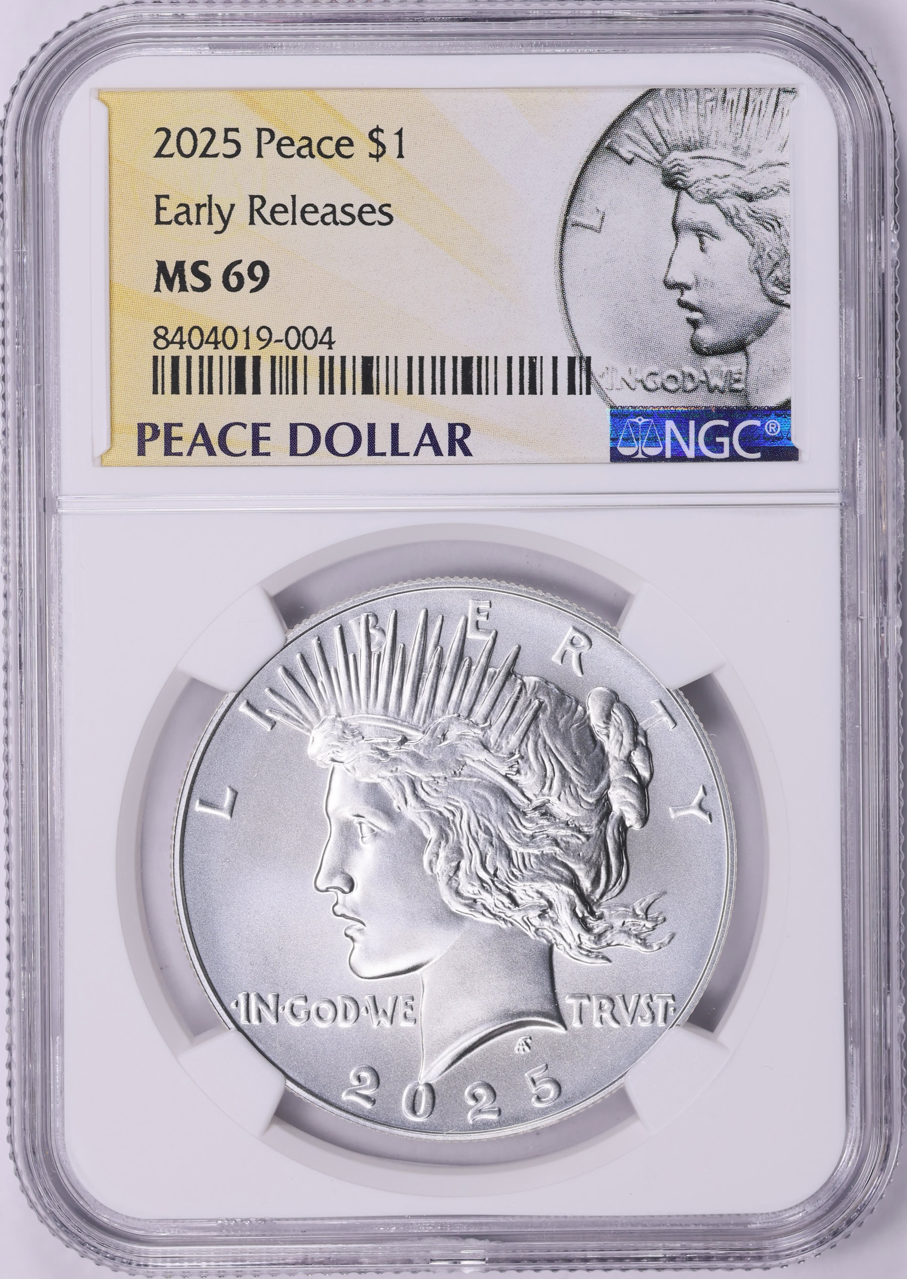 2025 Peace Silver Dollar Early Releases NGC MS-69 | NGC Cert