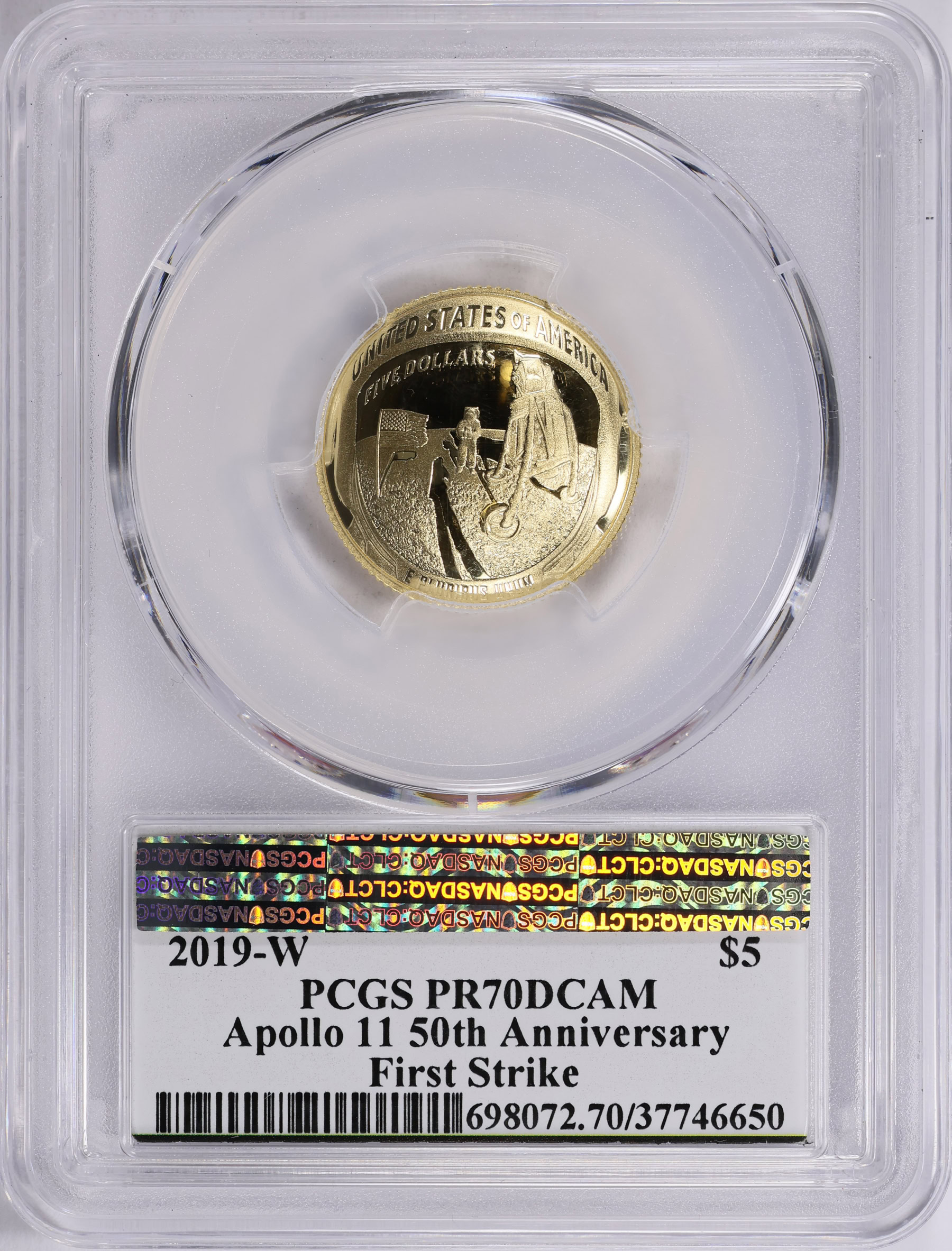 2019-W Apollo 11 50th Anniversary Gold $5 First Strike PCGS Proof-70 ...