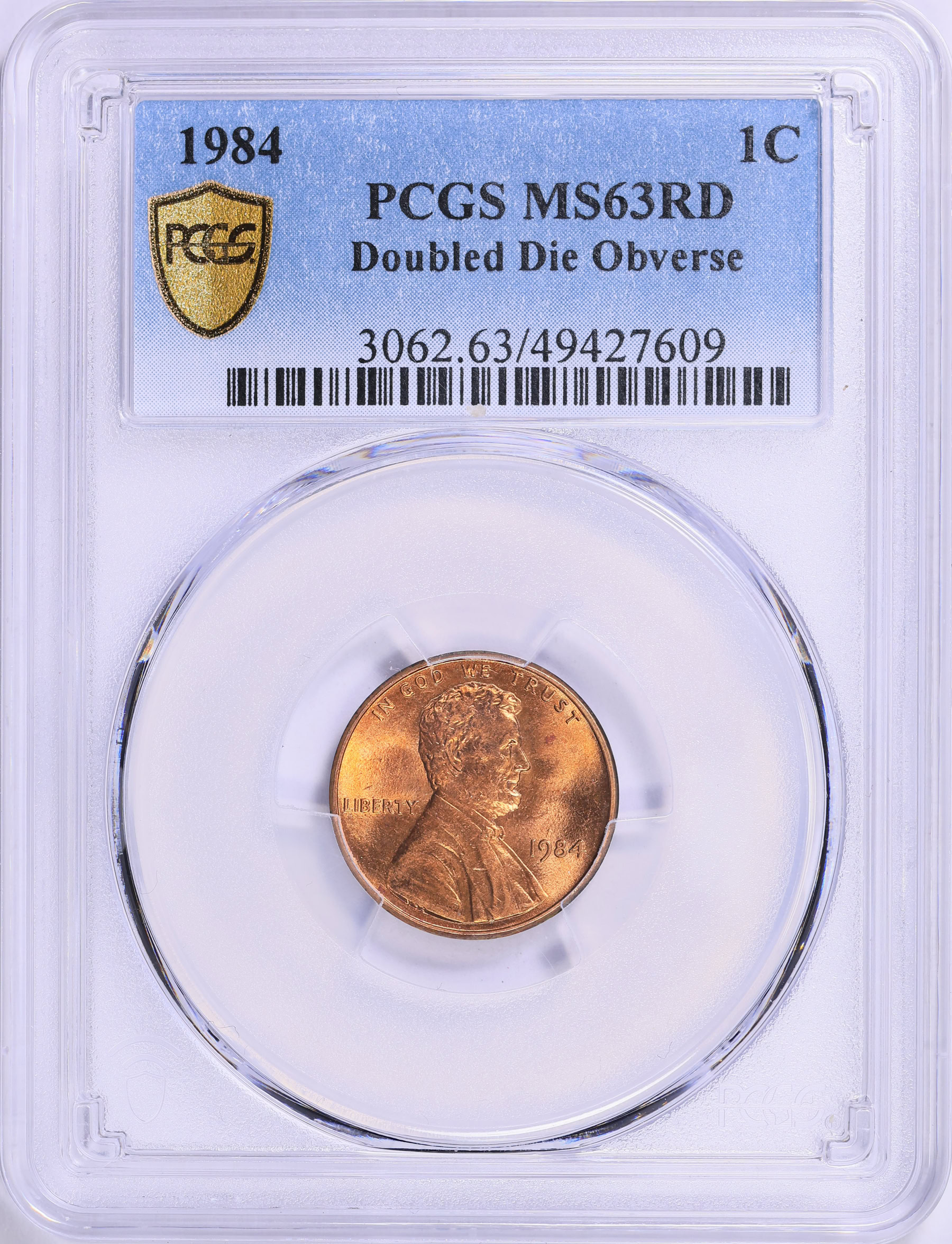 1984 Lincoln Cent Doubled Die Obverse PCGS MS-63 RD (Item 1974752