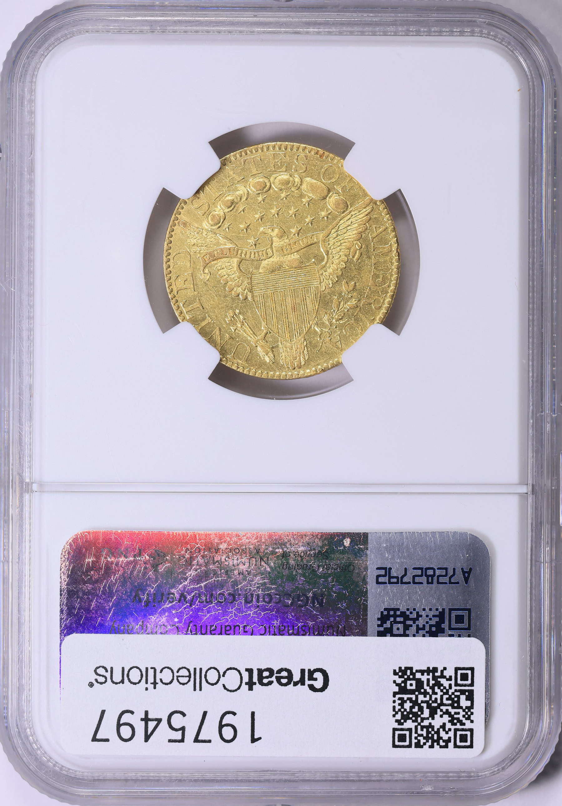 1799 Capped Bust Right Gold Half Eagle Small Stars Reverse NGC AU-55 ...