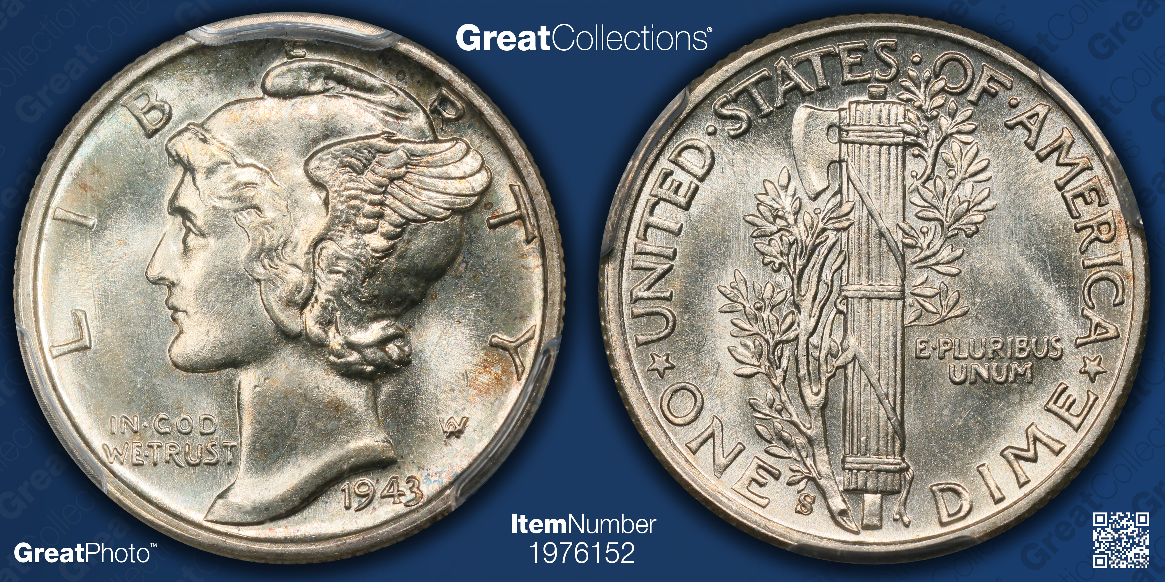 1943 S Mercury Dime Pcgs Ms 65 Fb Item 1976152 Greatcollections 
