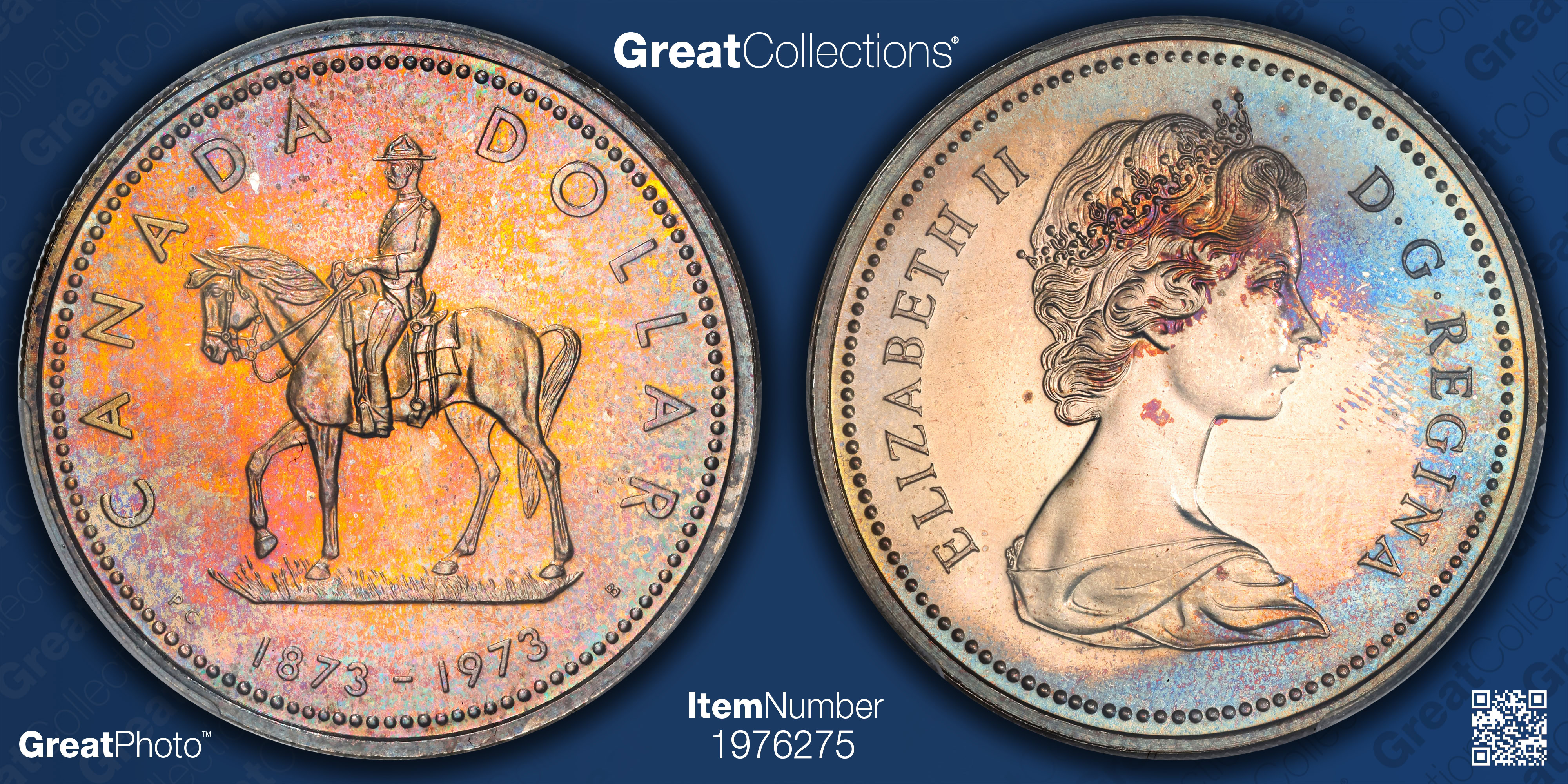 Canada 1973 Silver Dollar R.C.M.P. Centennial KM-83 PCGS SP-66