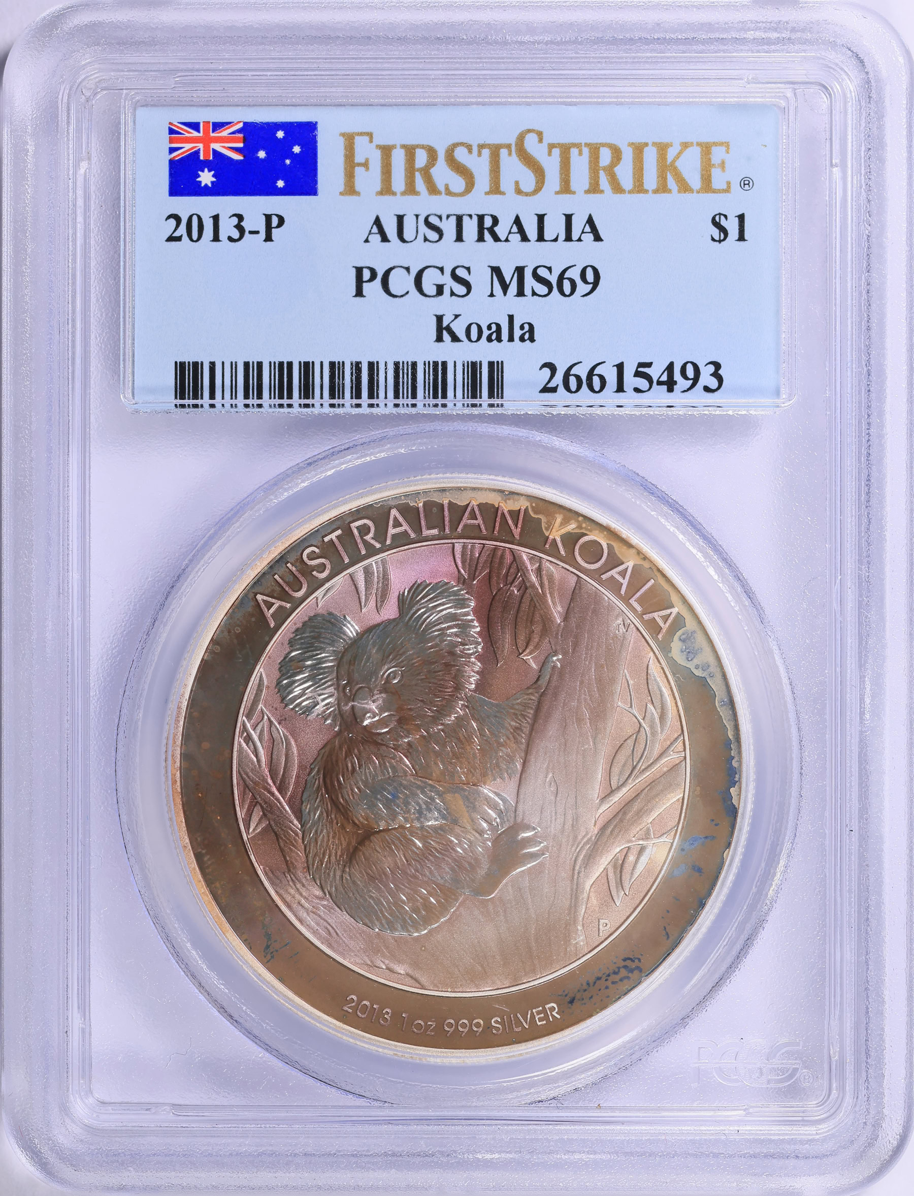 Australia 2013-P Silver Dollar Koala KM-1979 First Strike PCGS MS