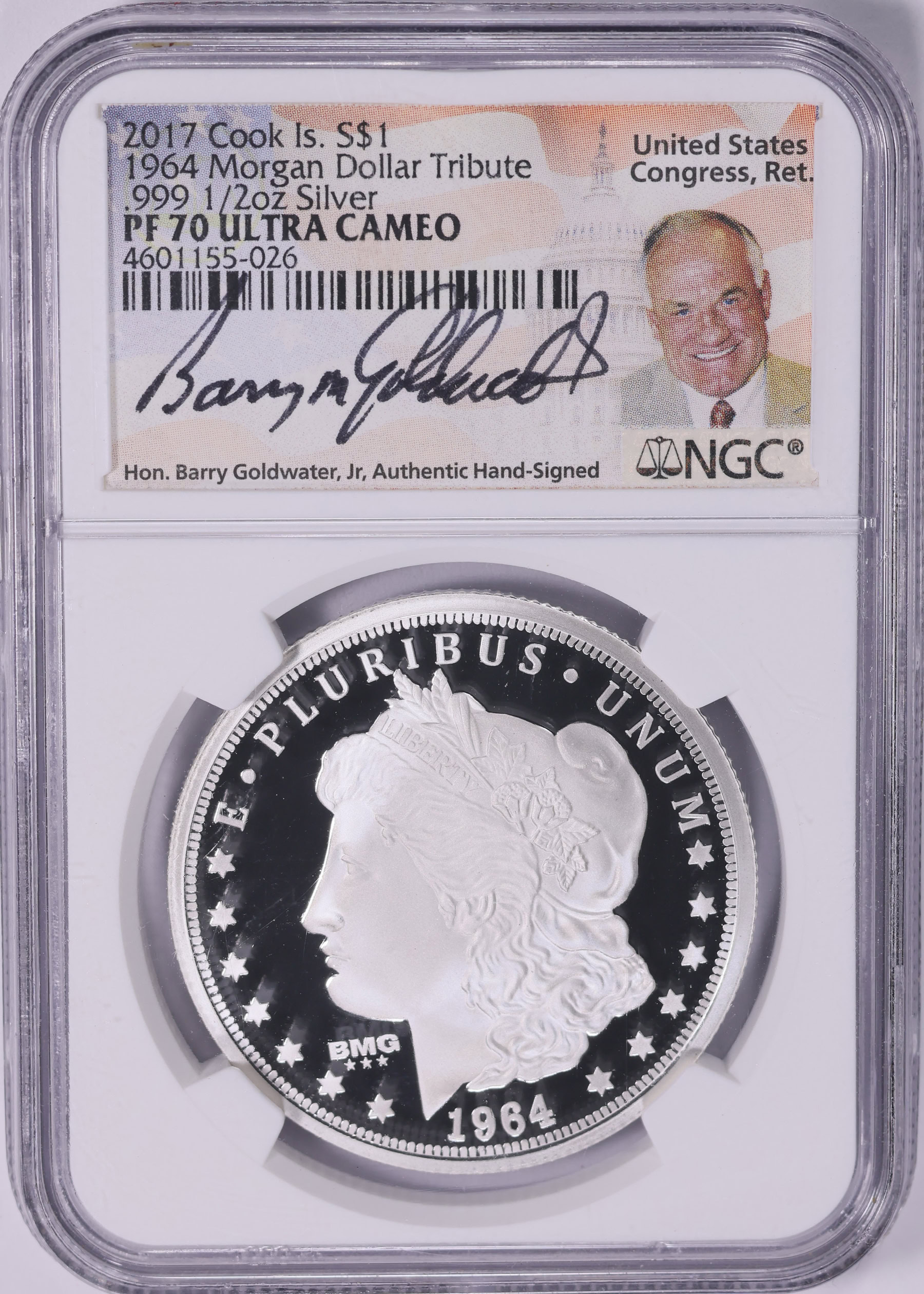 Cook Islands 2017 Silver Dollar 1964 Morgan Dollar Tribute NGC