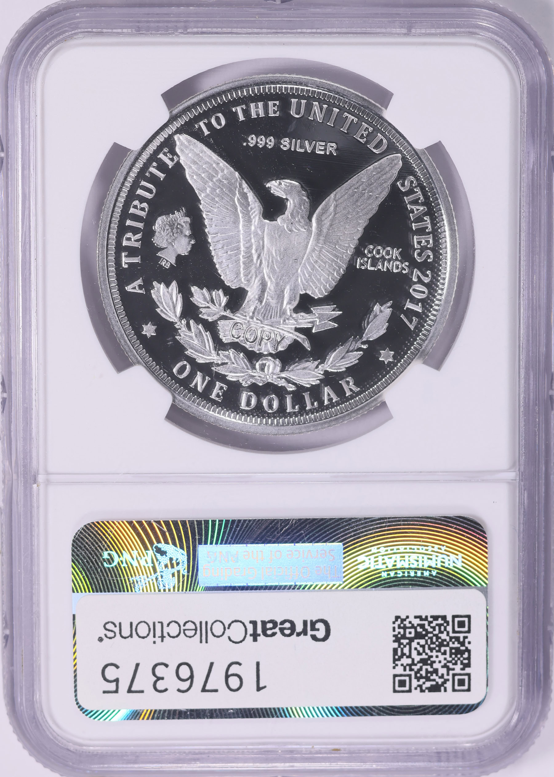 Cook Islands 2017 Silver Dollar 1964 Morgan Dollar Tribute NGC