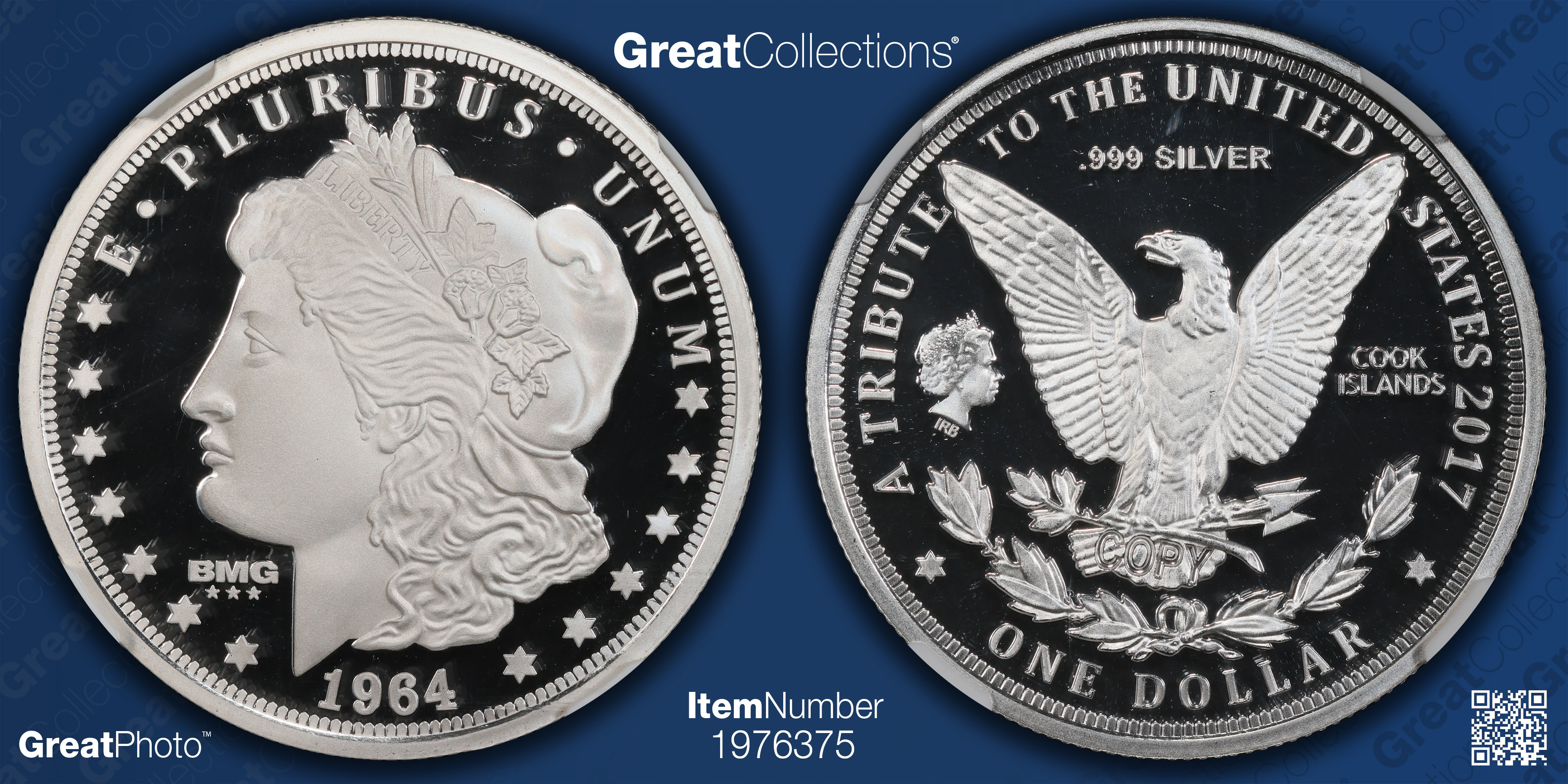 Cook Islands 2017 Silver Dollar 1964 Morgan Dollar Tribute NGC