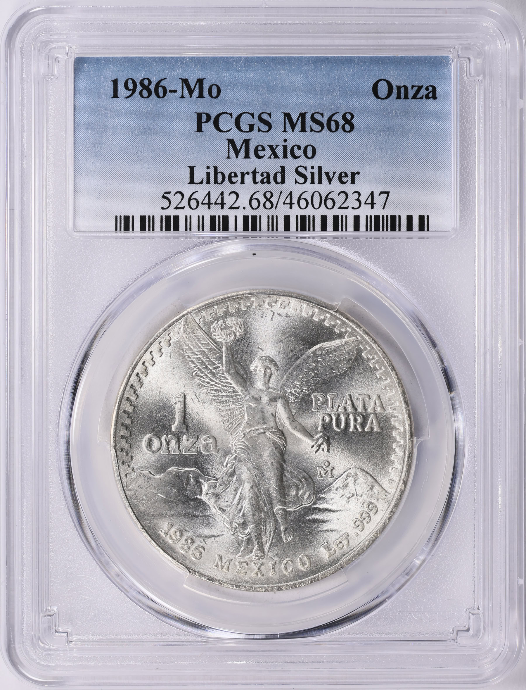 Mexico 1986-Mo Silver Onza Libertad KM-494.1 PCGS MS-68 (ASW