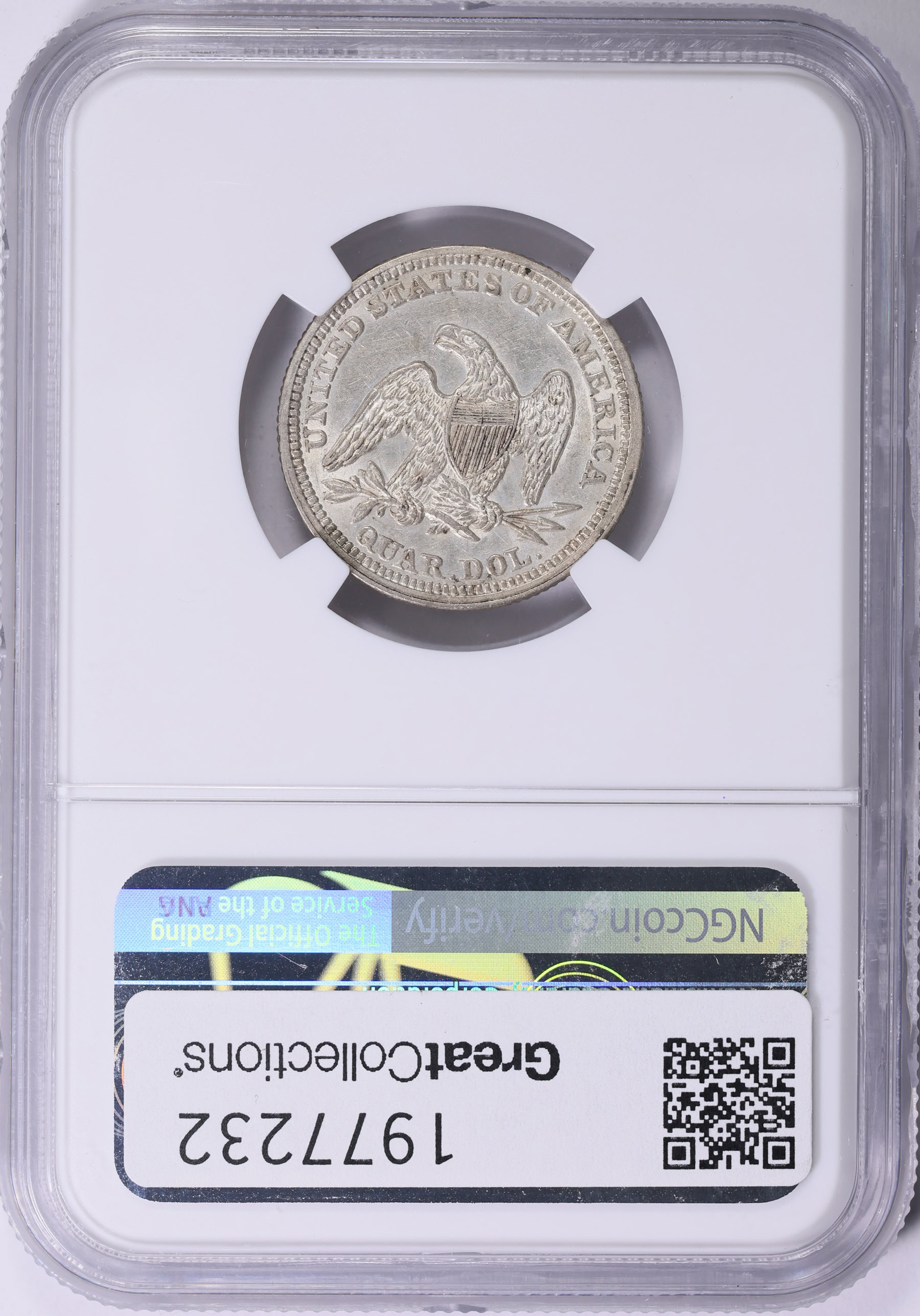 1857 Seated Liberty Quarter NGC AU-55 (Item 1977232