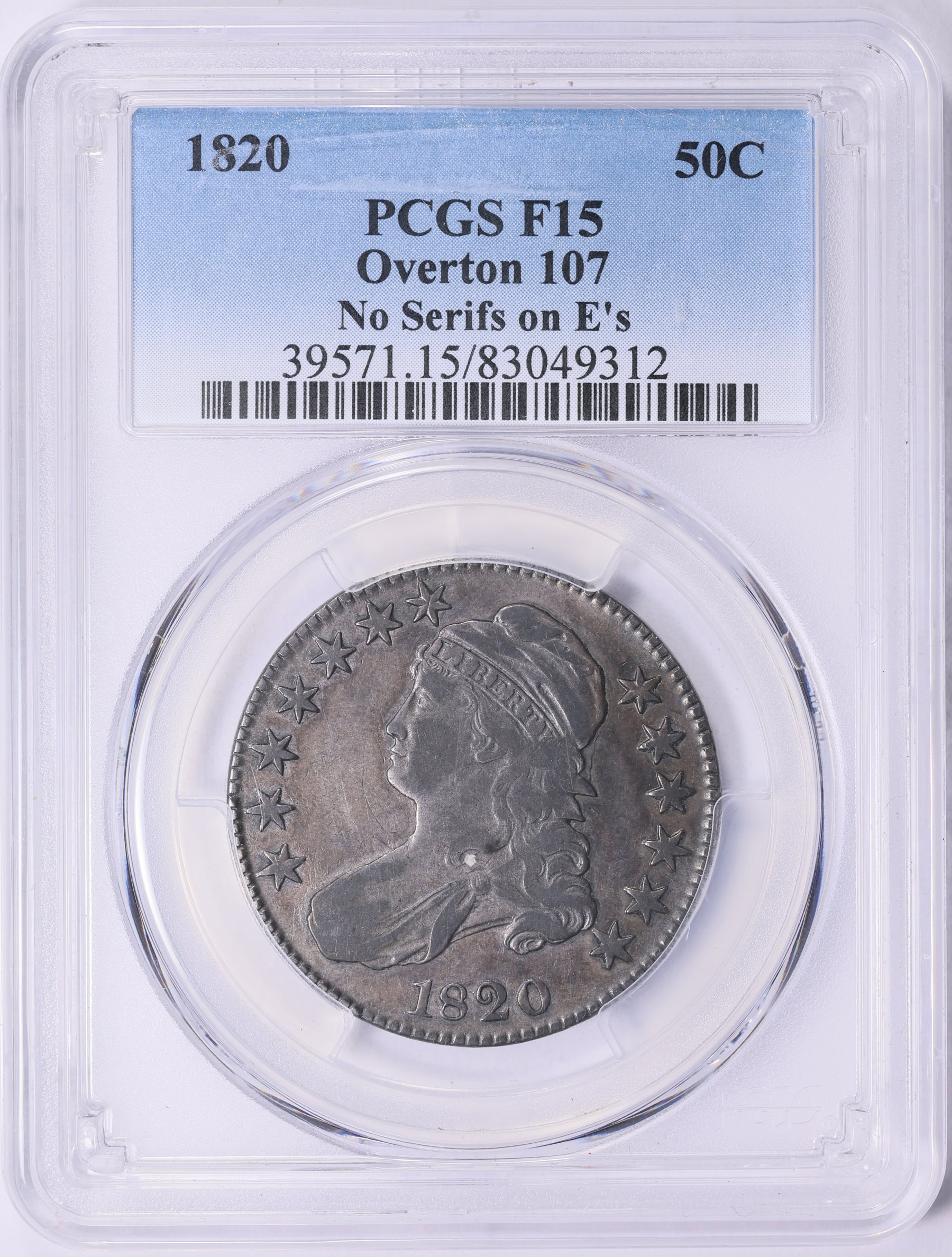 1820 Capped Bust Half Dollar No Serifs on Es Overton