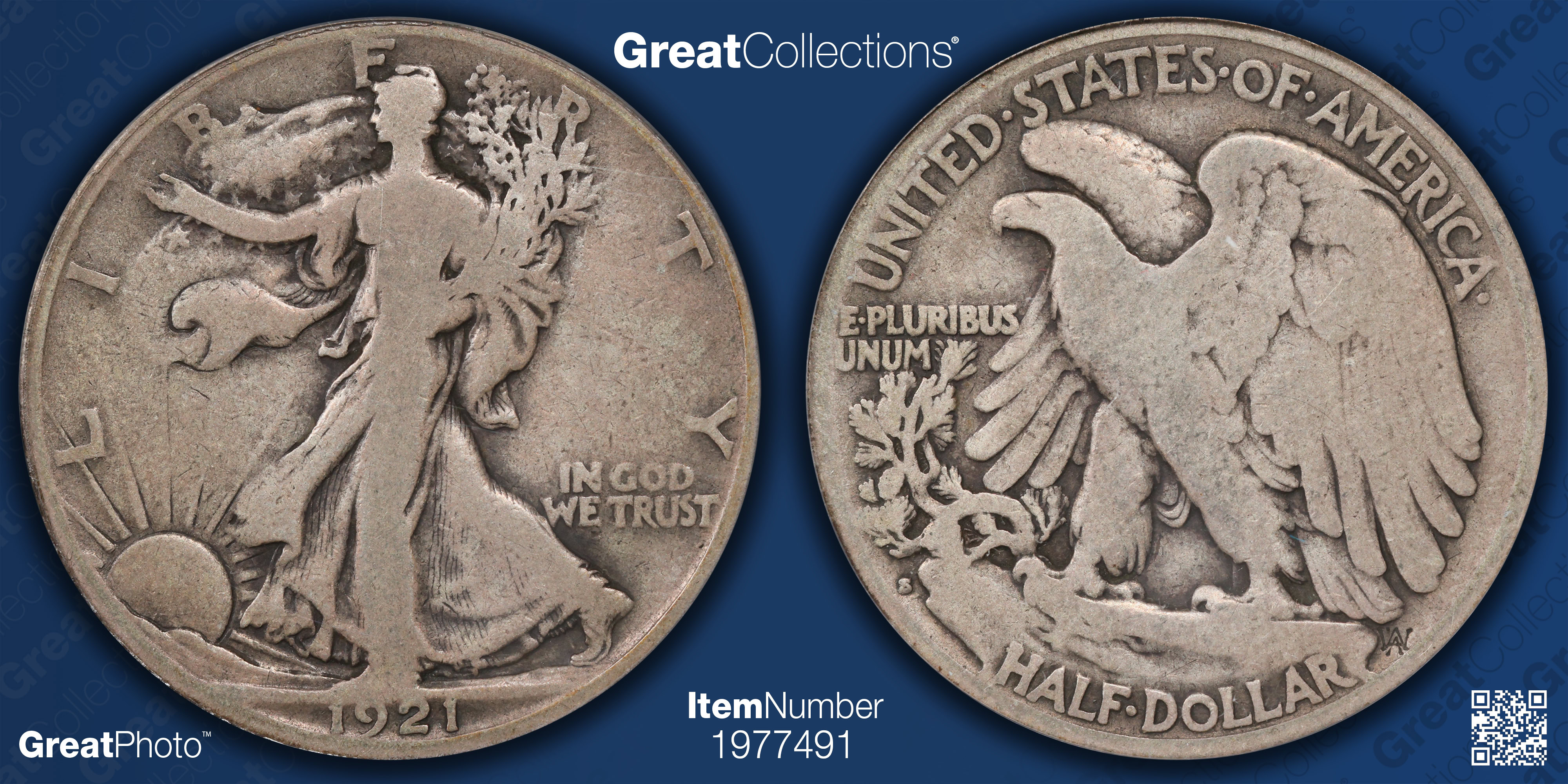 1921-S Walking Liberty Half Dollar ANACS VG-08 (Item 1977491