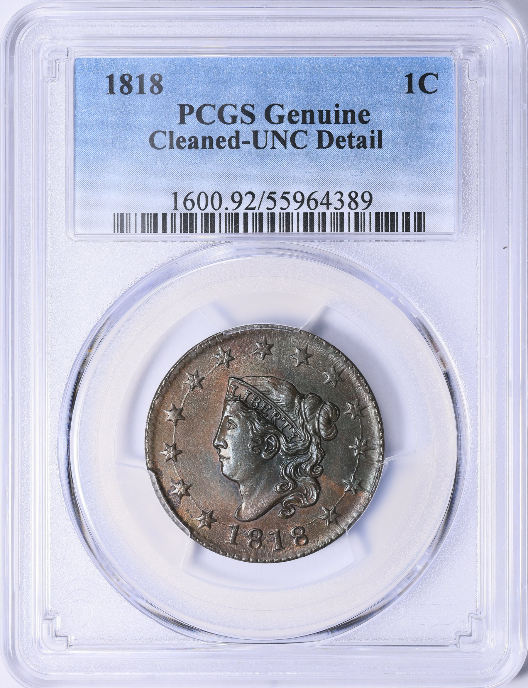 1818 Matron Cent PCGS Genuine Unc Details (Item 1978026 ...