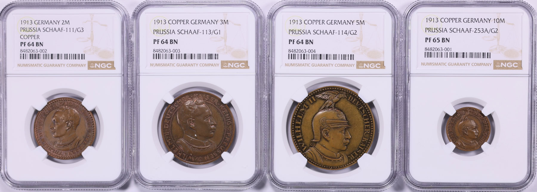 Germany - Prussia 1913-G Copper 2, 3, 5 & 10 Marks Karl Goetz
