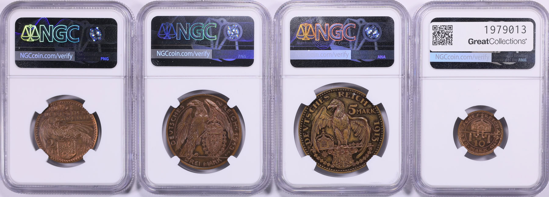 Germany - Prussia 1913-G Copper 2, 3, 5 & 10 Marks Karl Goetz