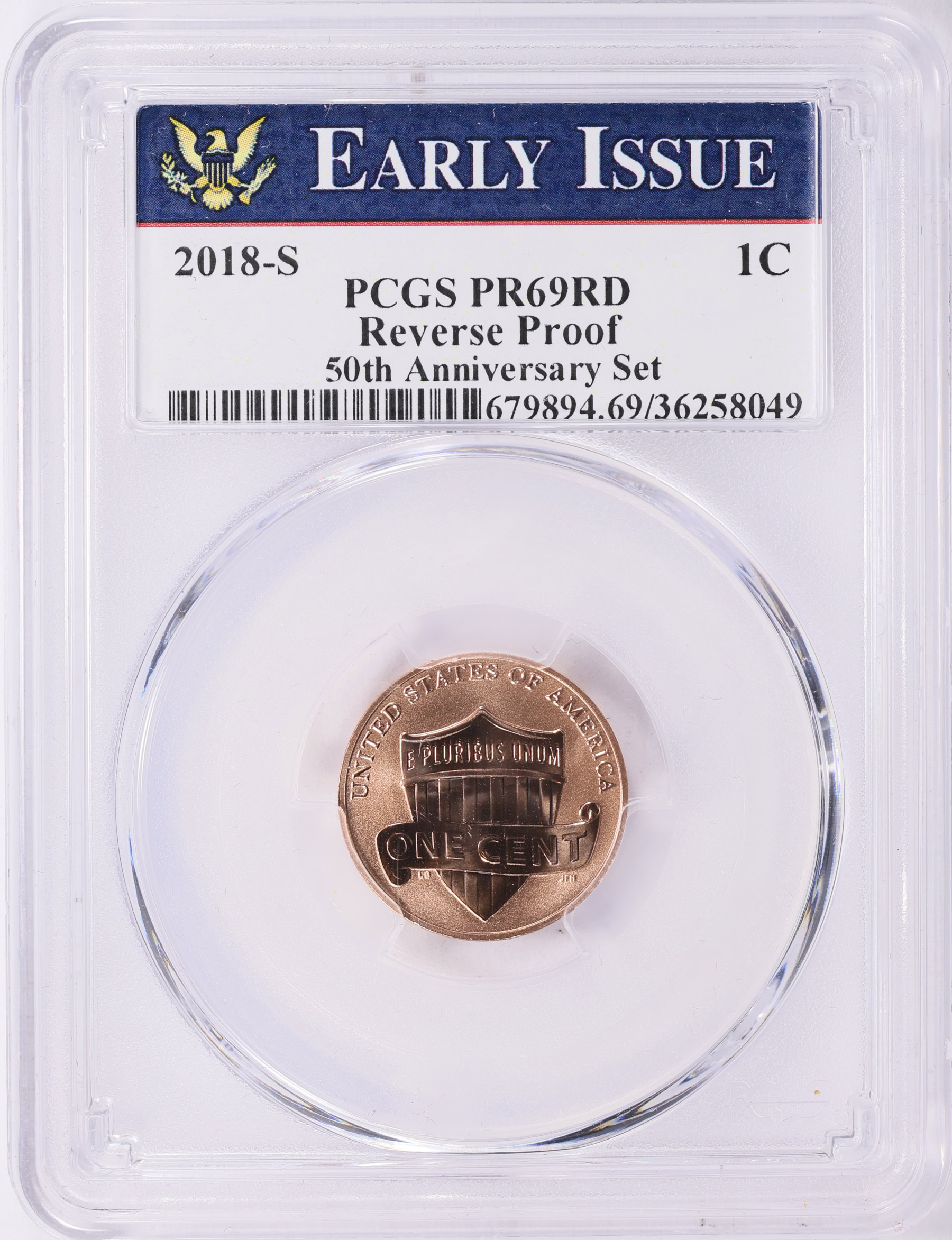 2018-S Lincoln Cent Shield Reverse Proof (From 50th Anniversary Set ...
