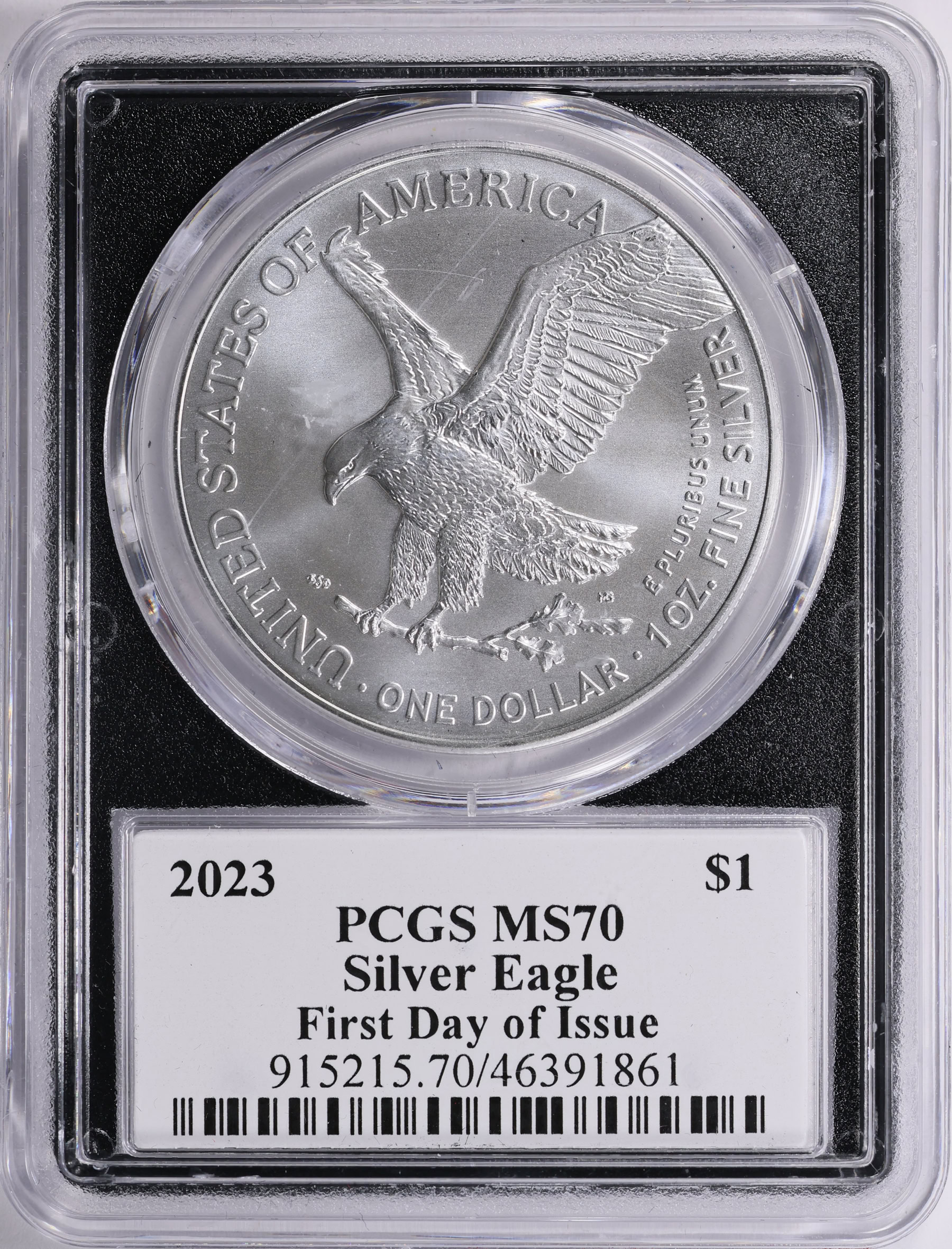 2023 $1 Silver Eagle First Day of Issue PCGS MS-70 (Emily Damstra