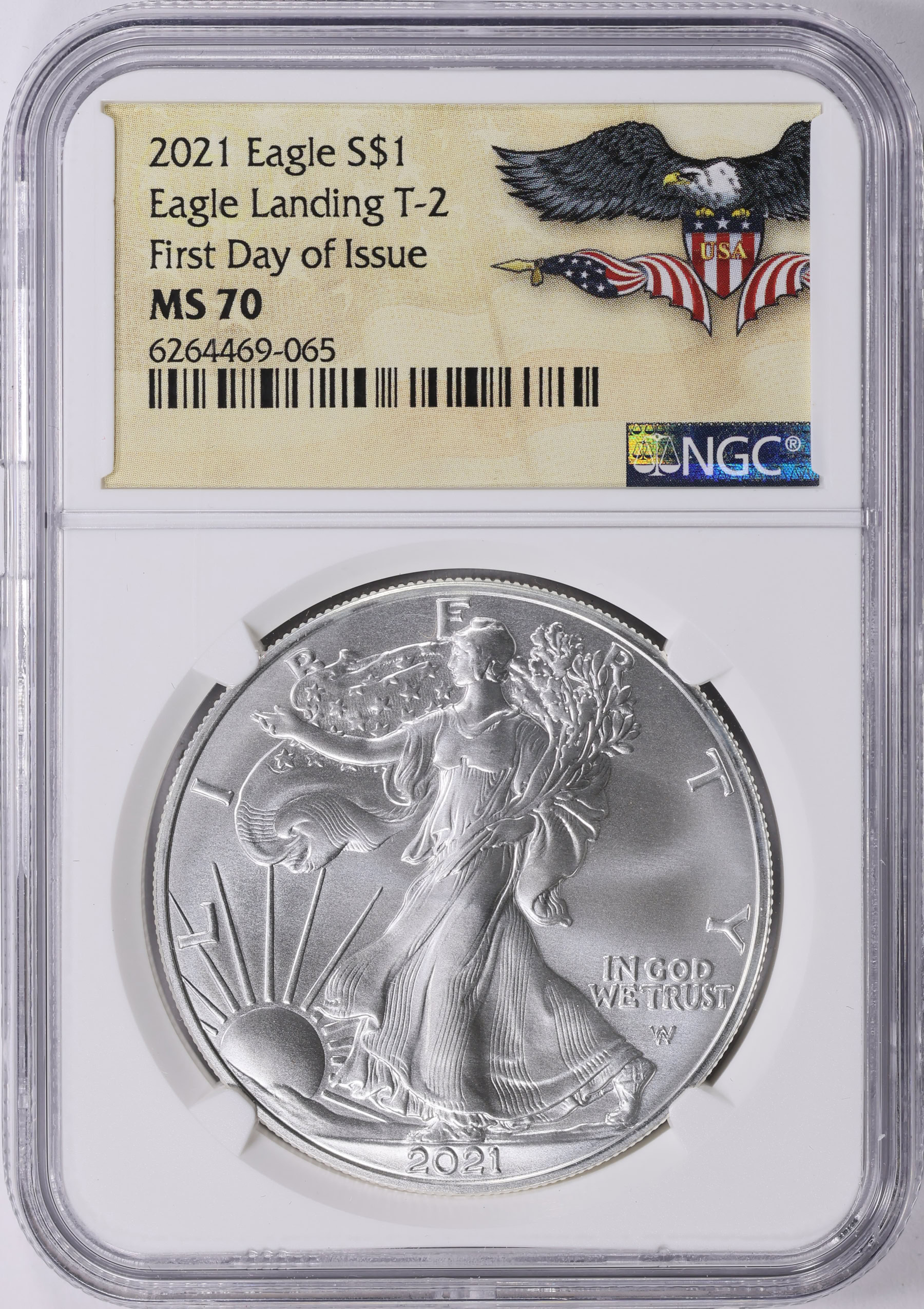2021 PCGS MS-70 イーグル銀貨　FIRST DAY 2021 PCGS MS70 Silver Eagle - Type 2 First Day Of Issue Emily
