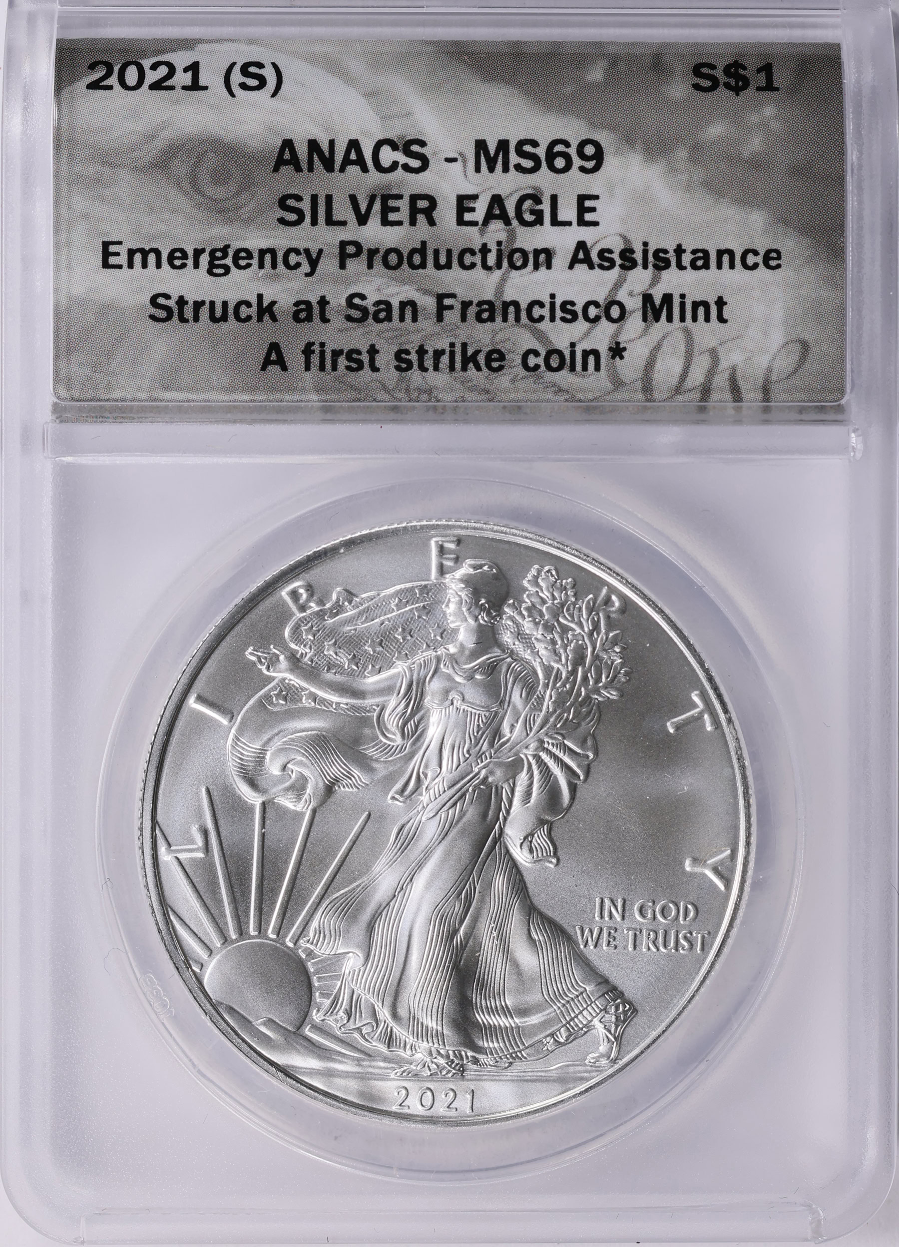 2021-(S) $1 Silver Eagle Struck at San Francisco Emergency