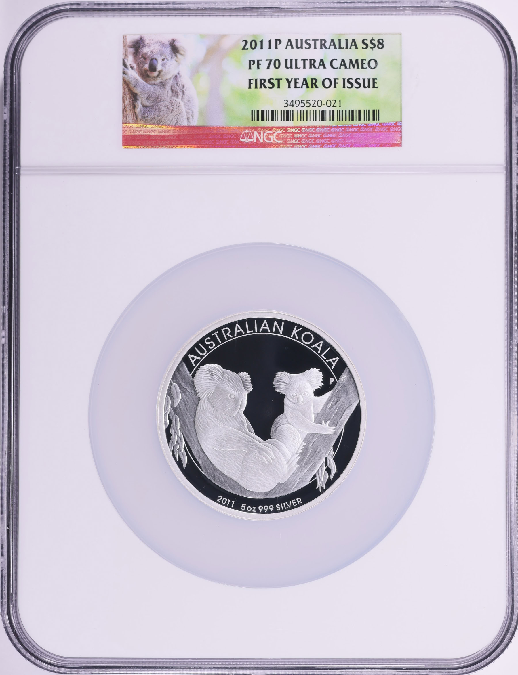 Australia 2011-P Silver $8 Koala First Year of Issue NGC Proof-70