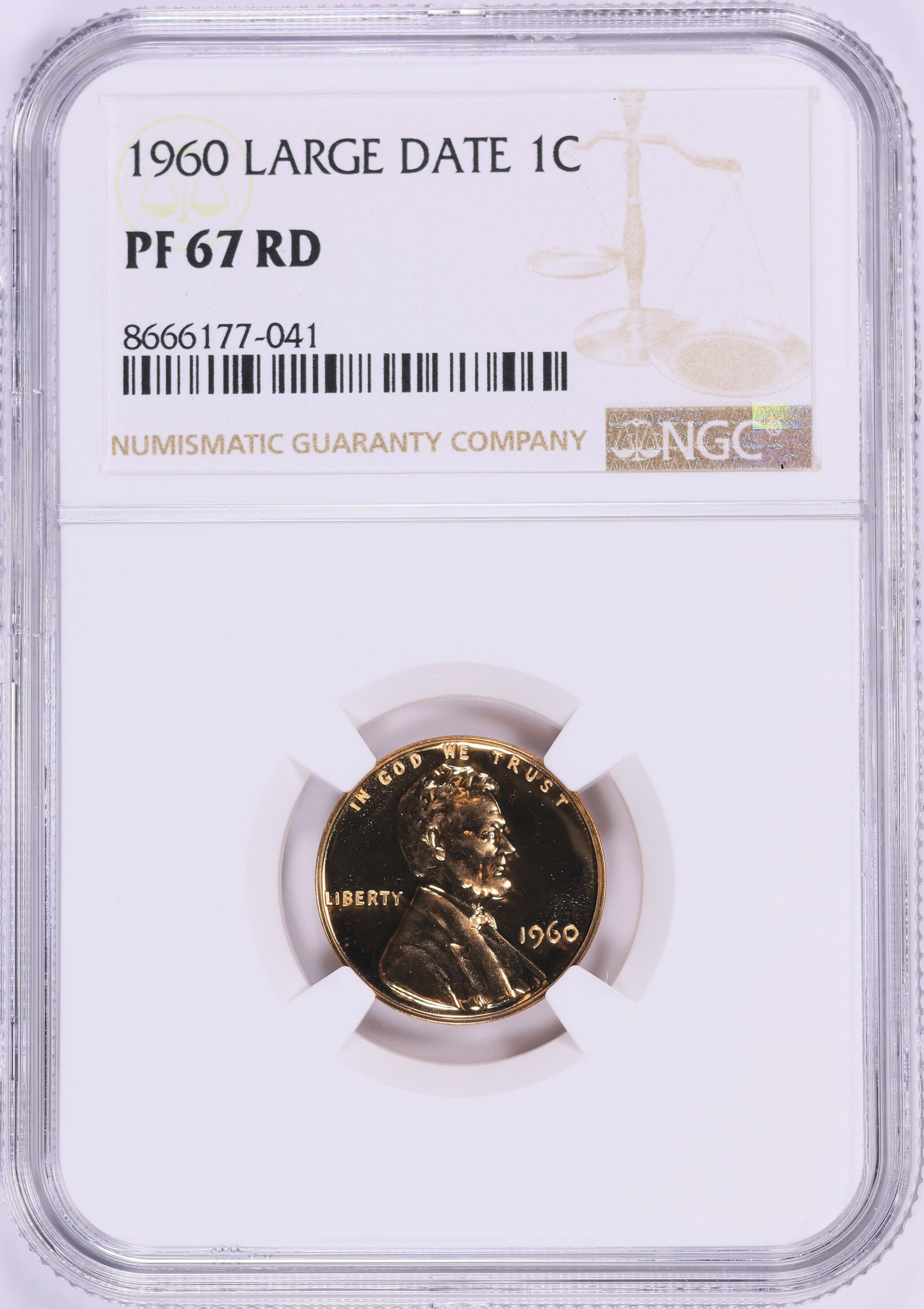 1960 Lincoln Cent Large Date NGC Proof-67 RD (Item 1981401