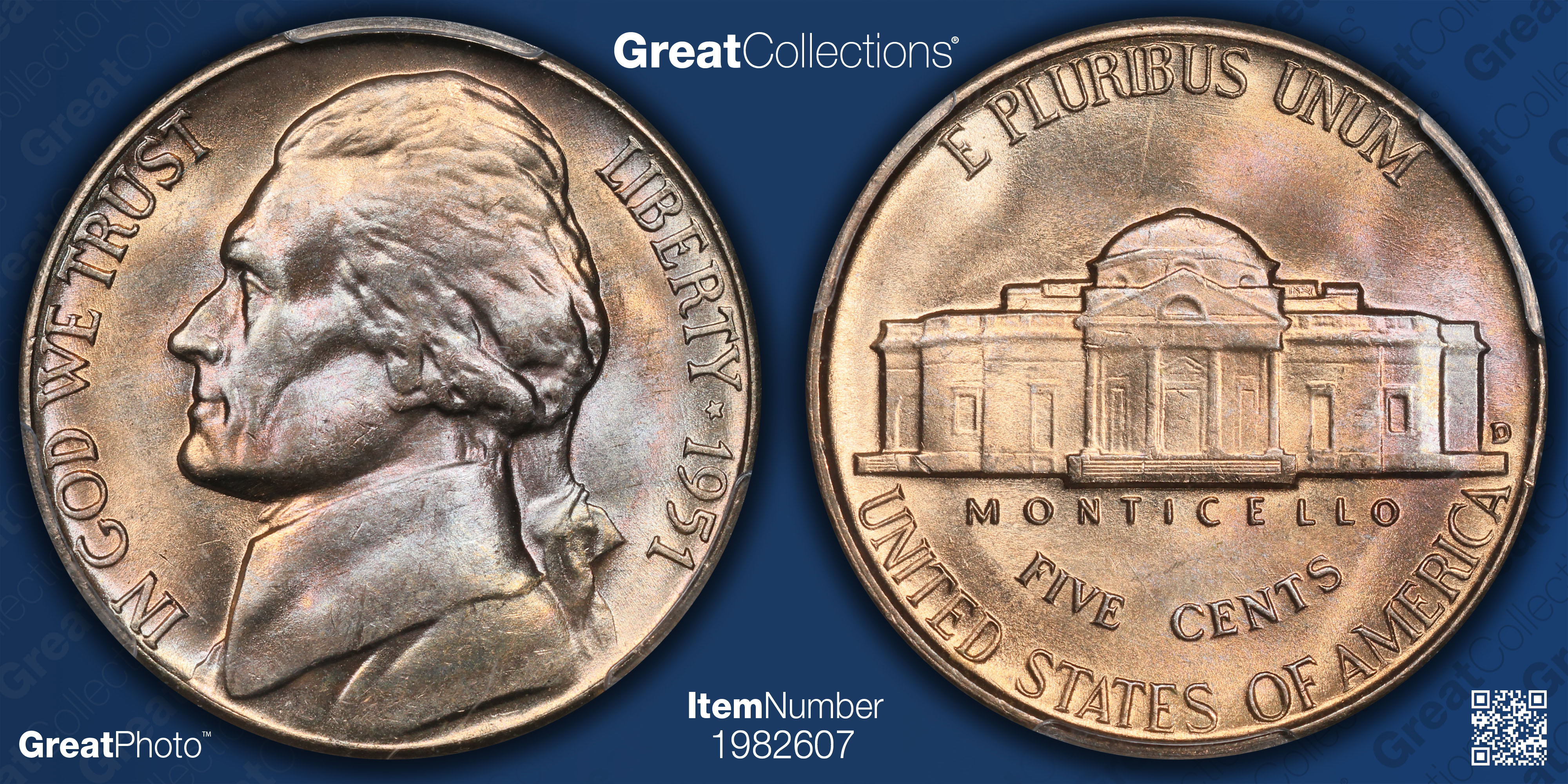 1951-D Jefferson Nickel PCGS MS-66 (Toned) (Item 1982607