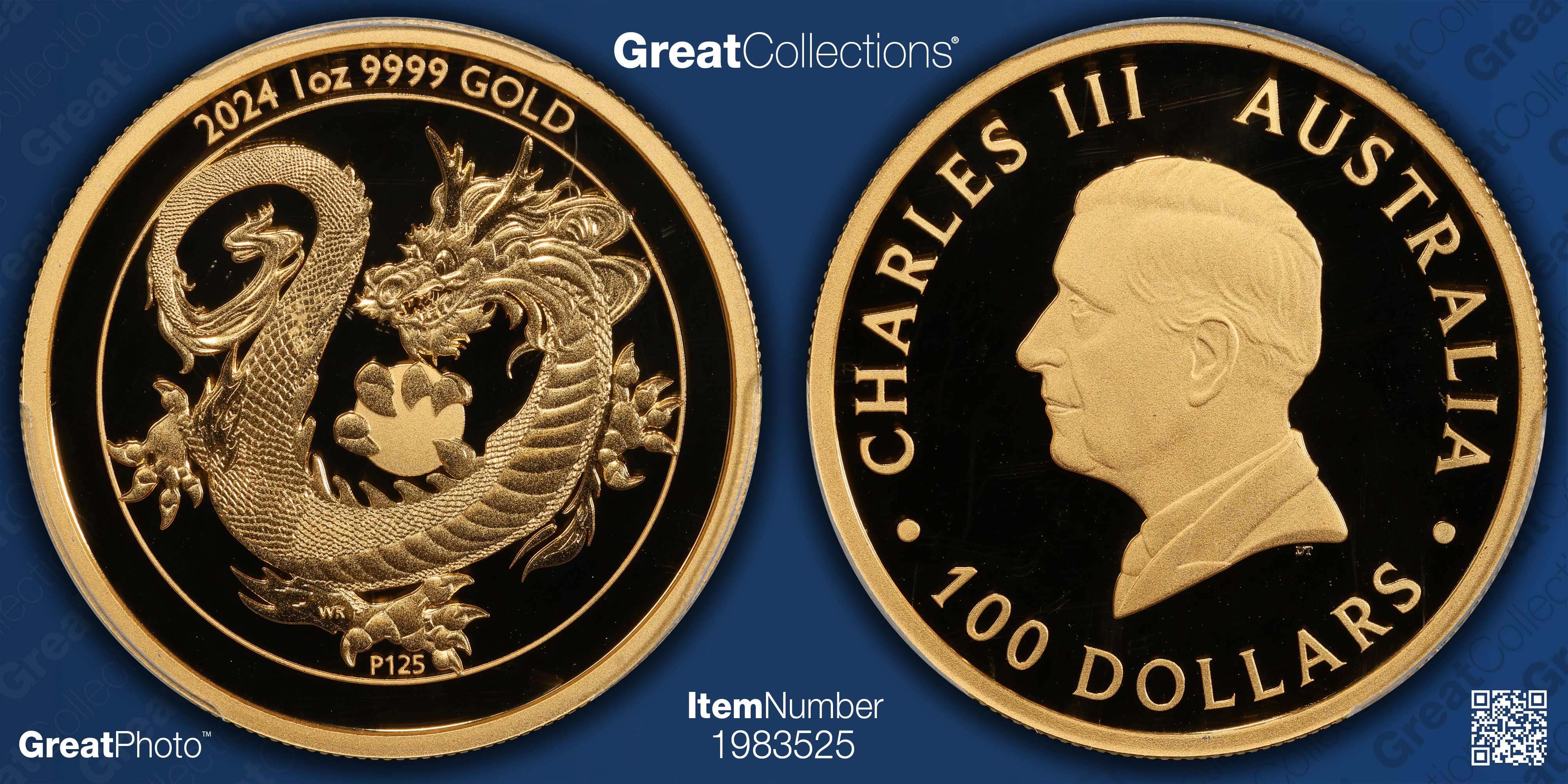 Australia 2024-P125 Gold $100 Golden Dragon KM-4805 First Strike