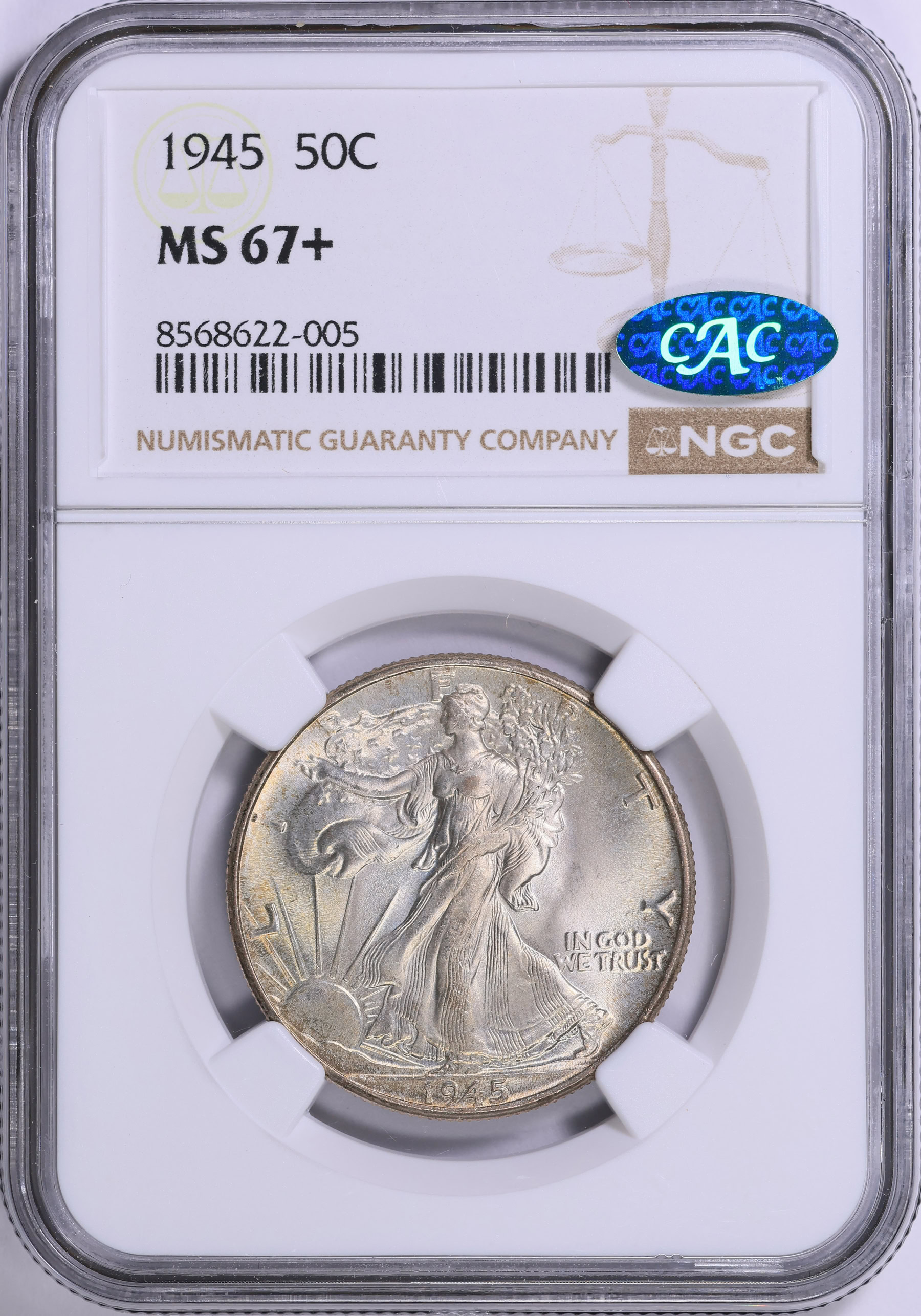liberty　0514 1945 Walking Liberty Half Dollar NGC MS-67+ (CAC Green) (Item