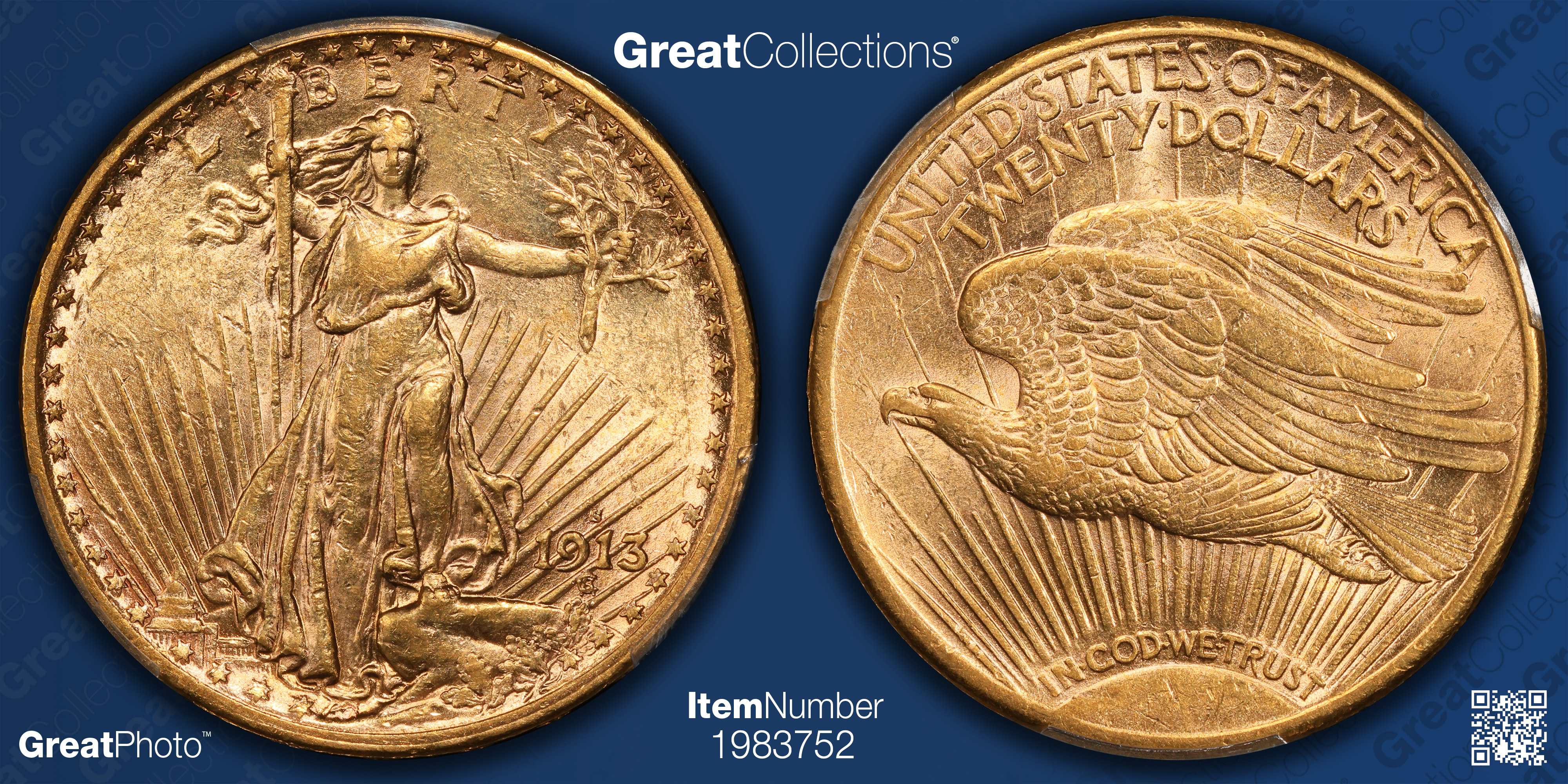1913-S Saint-Gaudens Gold Double Eagle PCGS AU-55 (Item 1983752