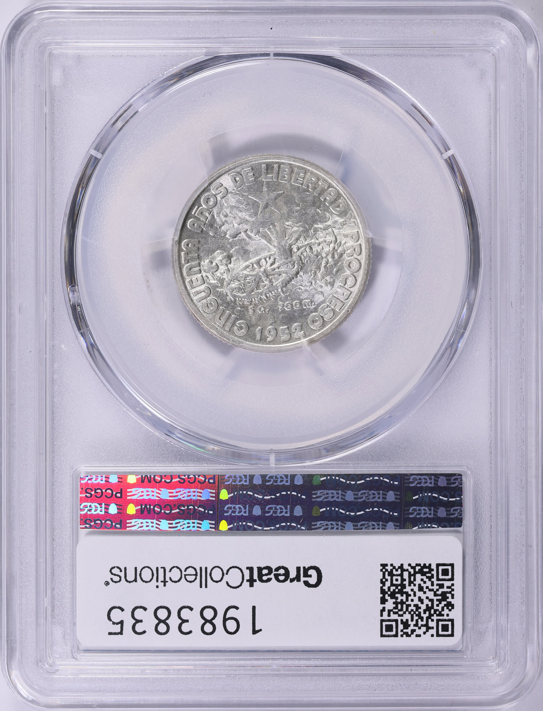 Cuba 1952 Silver 20 Centavos Republic 50th Anniversary KM-24 PCGS