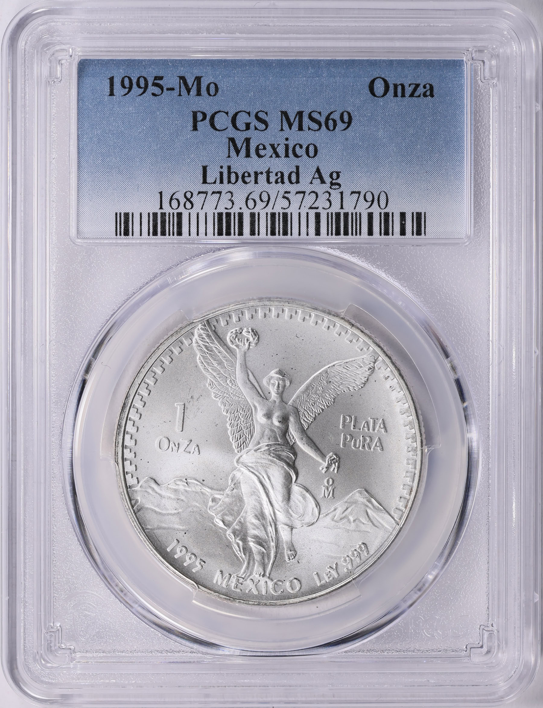 Mexico 1995-Mo Silver Onza Libertad KM-494.4 PCGS MS-69 (ASW