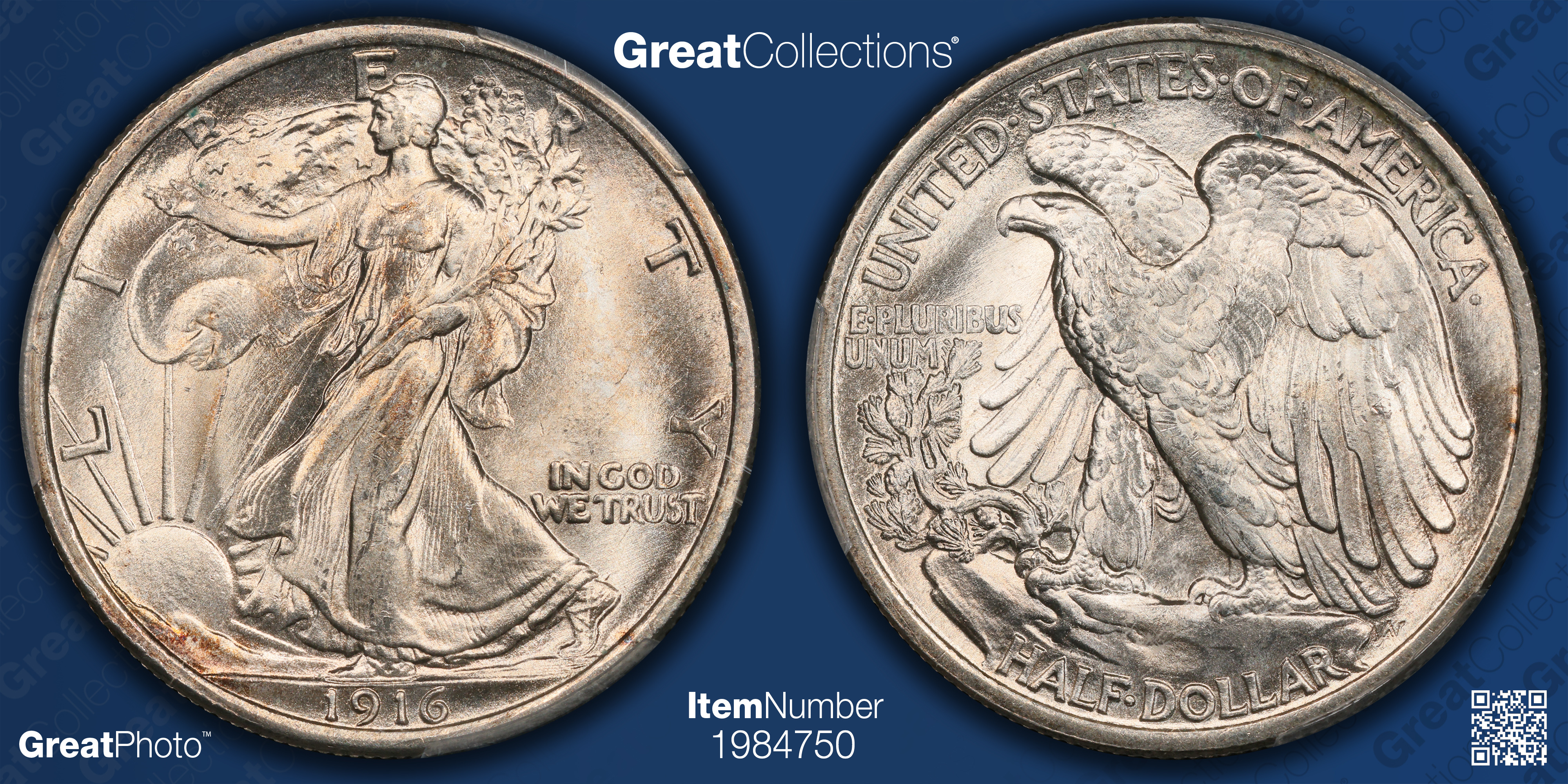 1916 Walking Liberty Half Dollar PCGS MS-65 (CAC Green) (Item