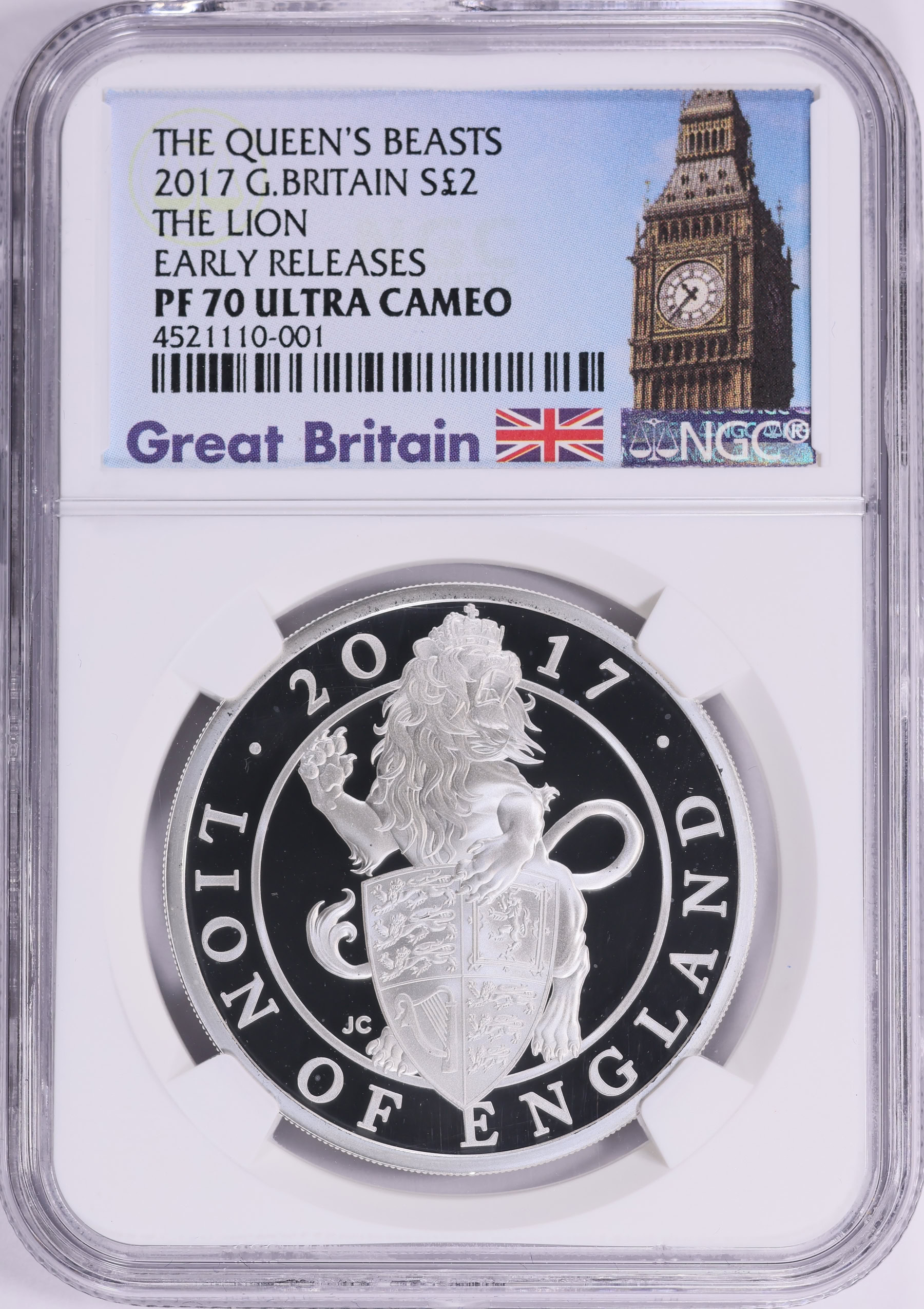 2017年 クイーンズビースト イングランド ライオン NGC 銀貨 イギリス 2017年 クイーンズビースト イングランド ライオン NGC 銀貨 イギリス