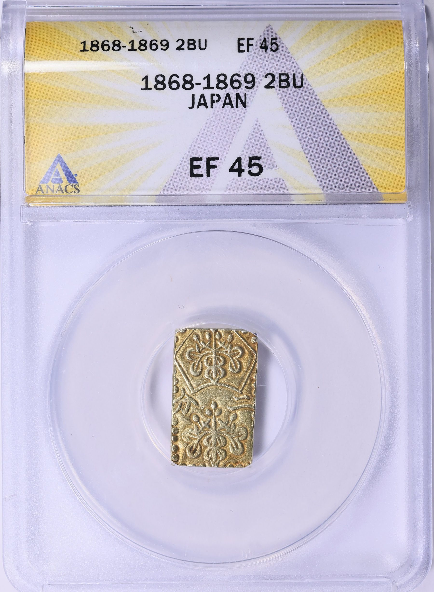 Japan Meiji Era (1868-69) Gold 2 Bu (Ni Bu) C-21d ANACS XF-45