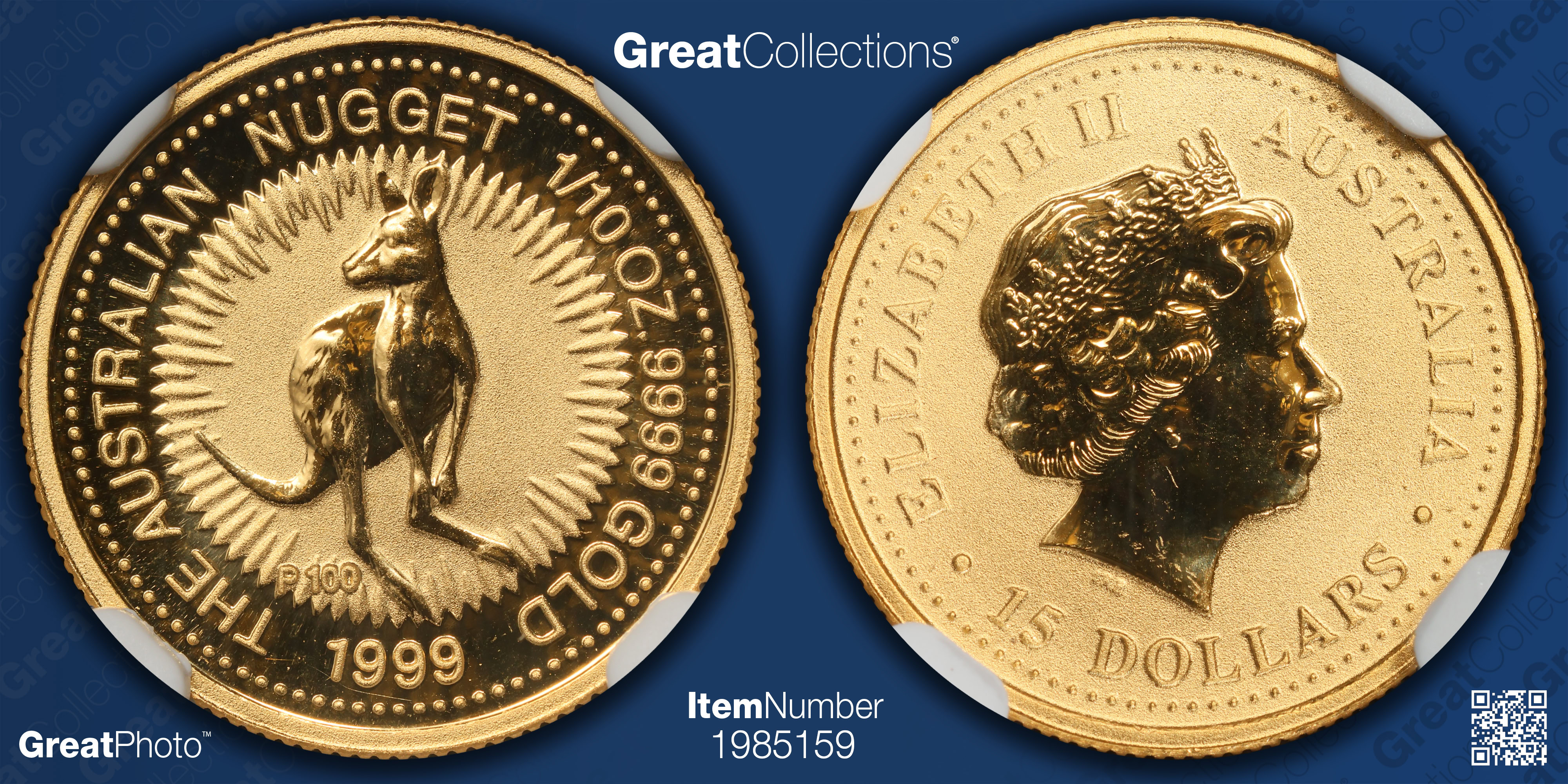 売り切れ　犬賞金 psa9 Australia 1999-P100 Gold $15 Kangaroo-Nugget KM-449 NGC MS-69 (AGW
