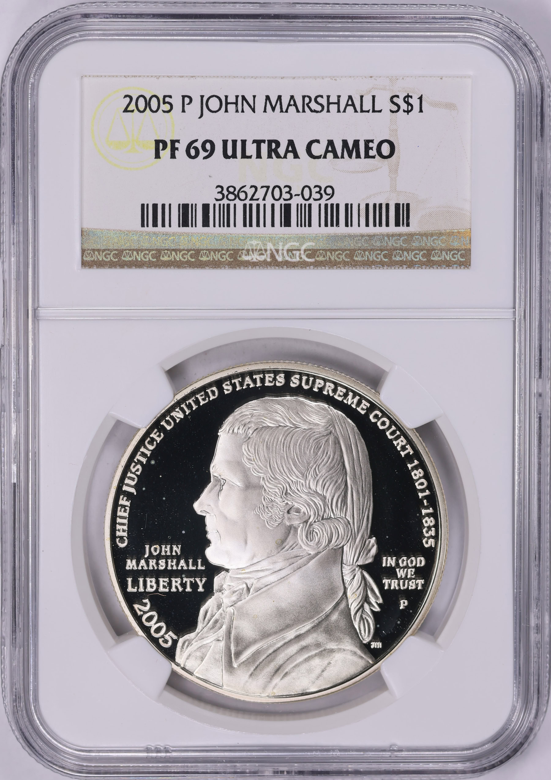 2005-P Chief Justice John Marshall Silver Dollar NGC Proof-69 UC