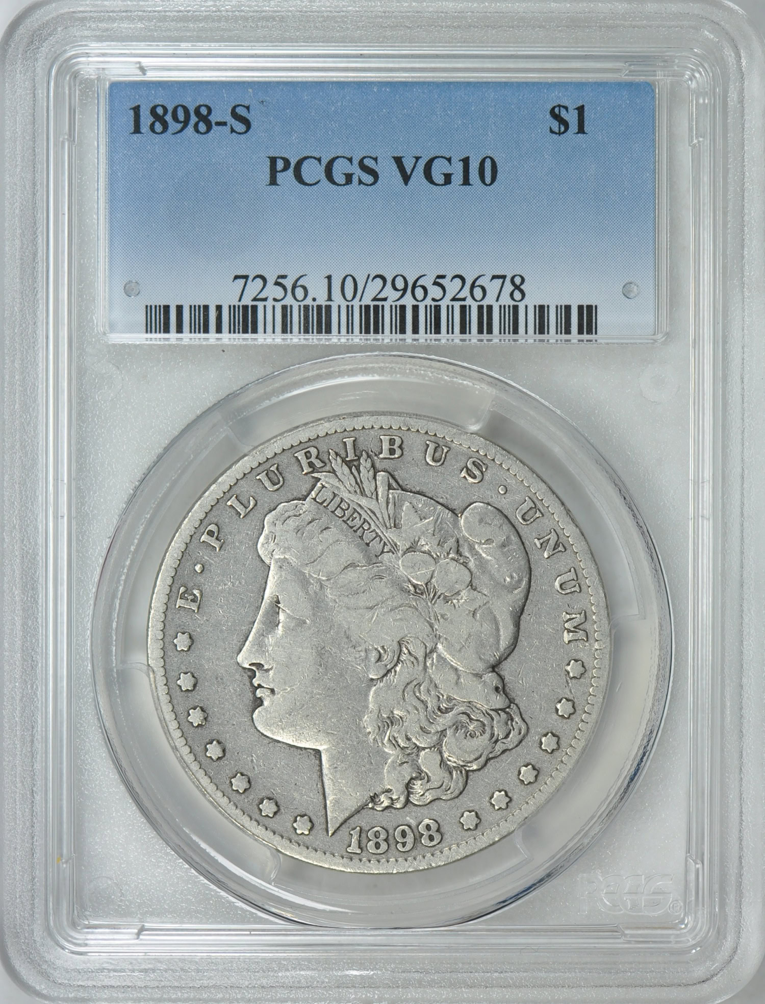 1898-S Morgan Silver Dollar PCGS VG-10 (Item 198605