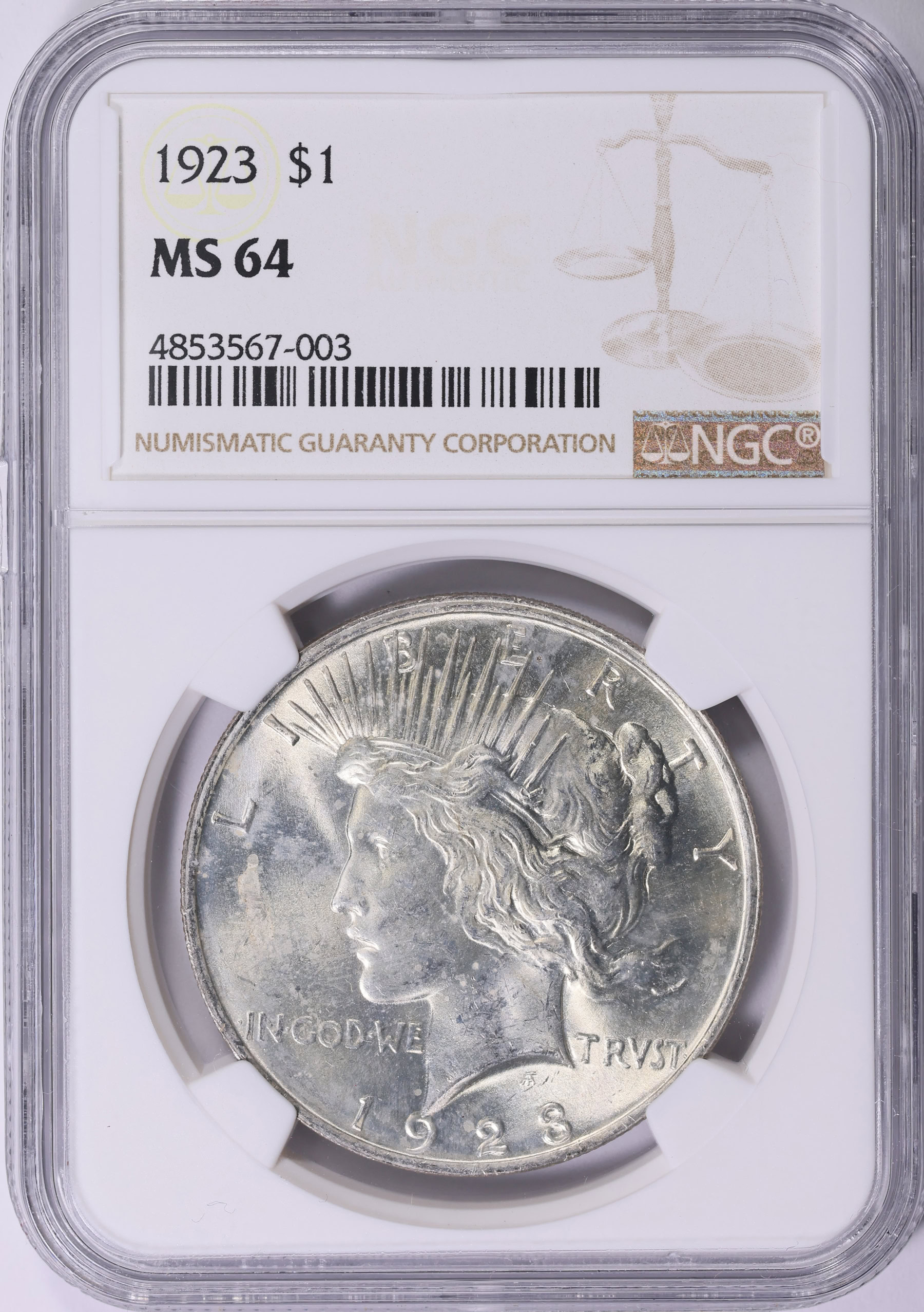 1923 Peace Silver Dollar NGC MS-64 (Item 1986068